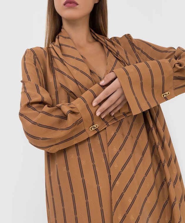 Fendi o1y0925 Striped Midi Dress in Brown/Black Size M / US 6-8 / IT 42-44 - 2 Thumbnail