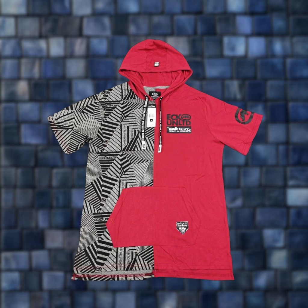 Ecko Unltd. Ecko Unltd Hoodie Mens M Red Black Geometric Split Pocket Pullover RS Logo 60/40 Cotton Polyester Short Sleeve EO12K903 Size US M / EU 48-50 / 2 - 1 Thumbnail