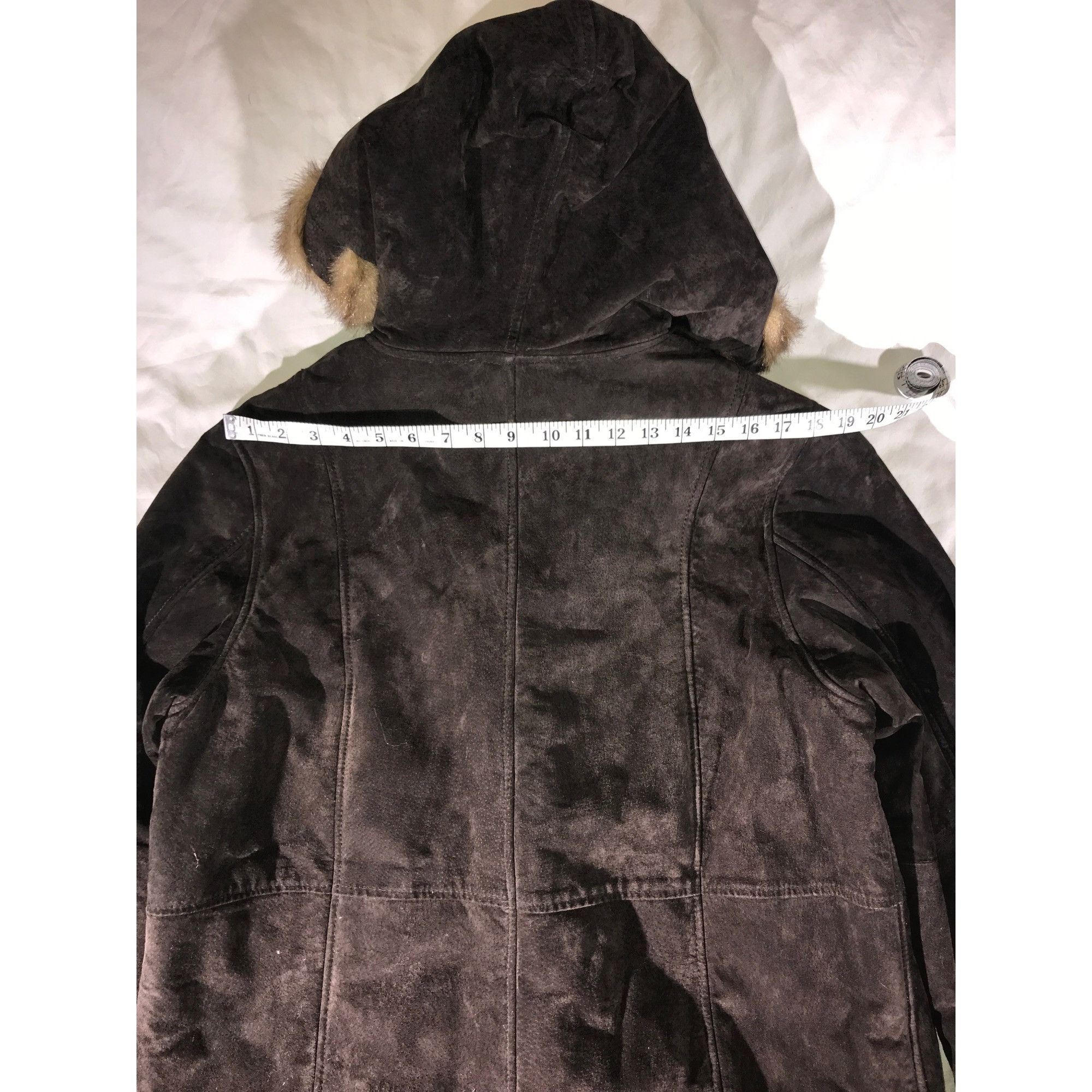Designer Vintage Dennis Basso Brown Suede With Faux Fur Lining Parka Size L / US 10 / IT 46 - 8 Thumbnail