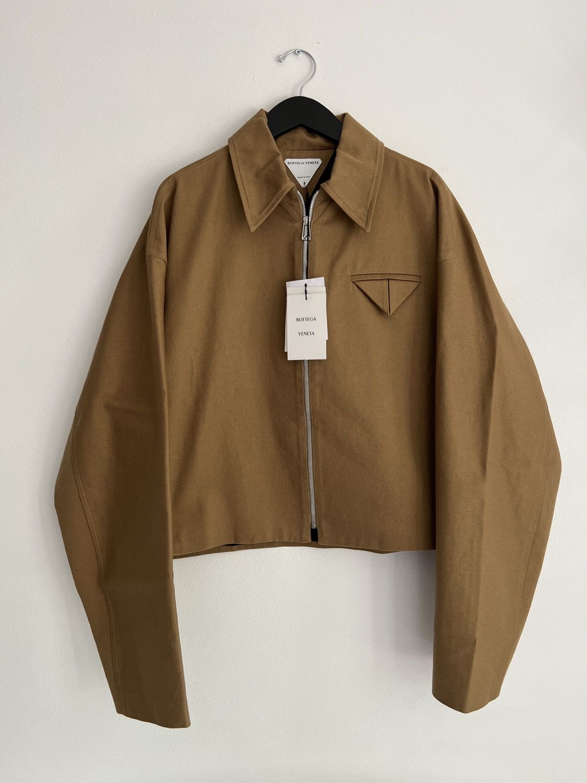 image of Bottega Veneta Ss21 Brown Boxy Twill Work Jacket - Eu 50, Men's (Size Medium)