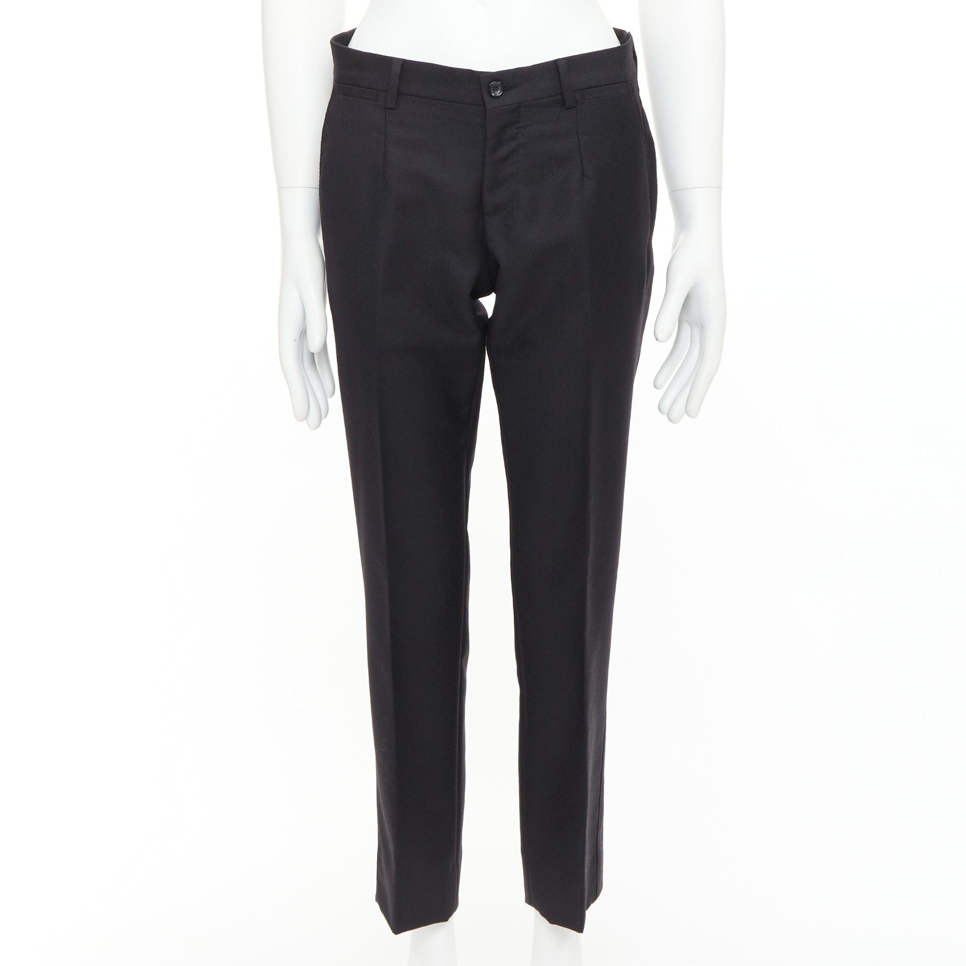 Dolce & Gabbana DOLCE GABBANA black wool mohair scaled pattern jacquard cropped trousers IT44 XS Size US 26 / EU 42 - 1 Thumbnail