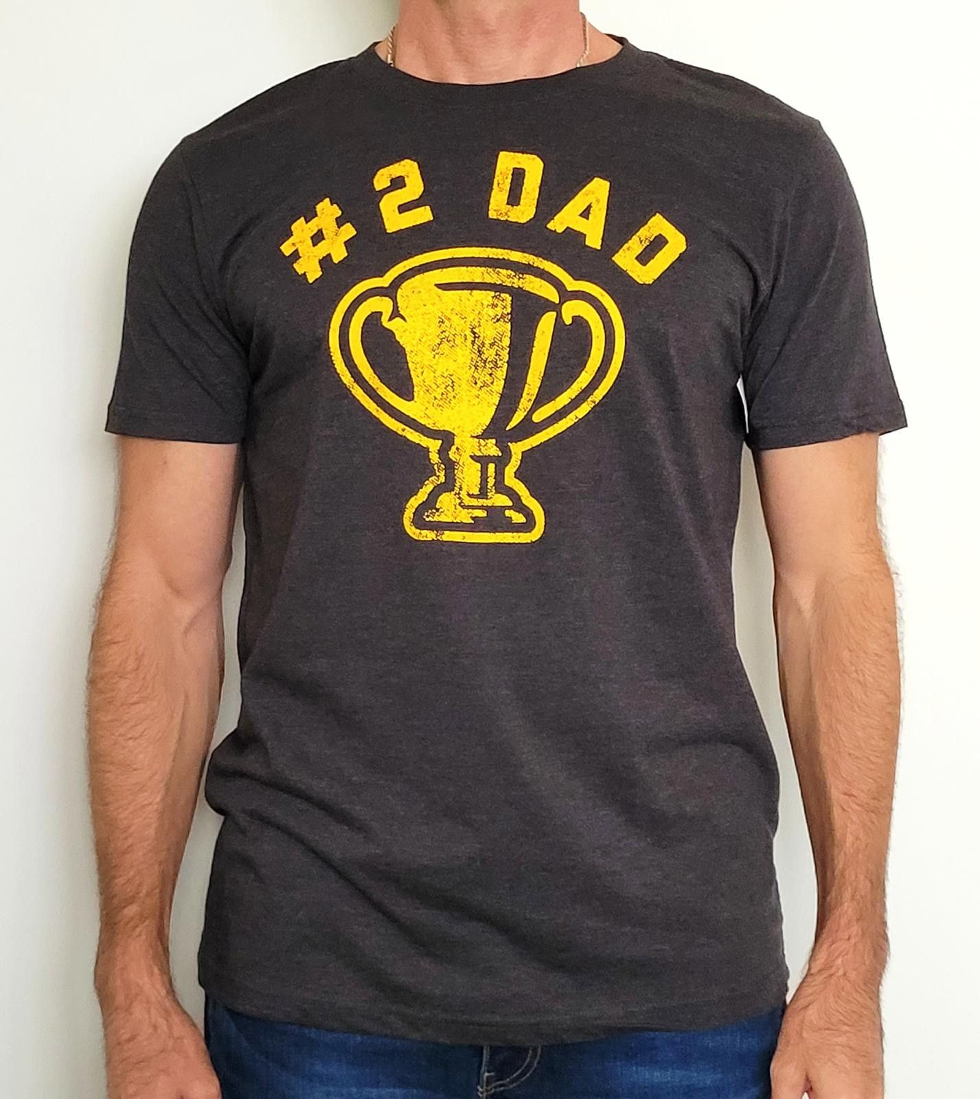 Other #2 Dad Men's Medium Graphic T-Shirt Dark Gray Yellow Trophy Size US M / EU 48-50 / 2 - 1 Thumbnail