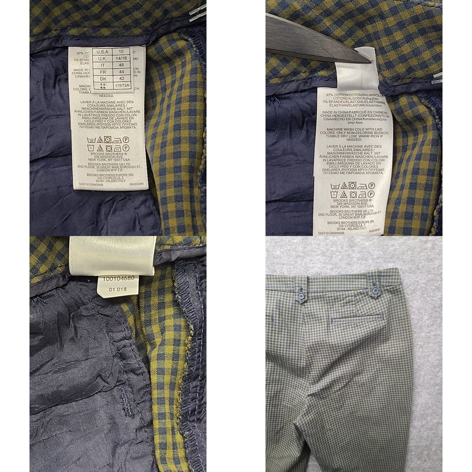Brooks Brothers VINTAGE Brooks Brothers Gingham Pants Slim Ankle 10x28 Women Blue Yellow Check Stretch Cotton Spandex Sl o? Size 32" / US 10 / IT 46 - 9 Thumbnail