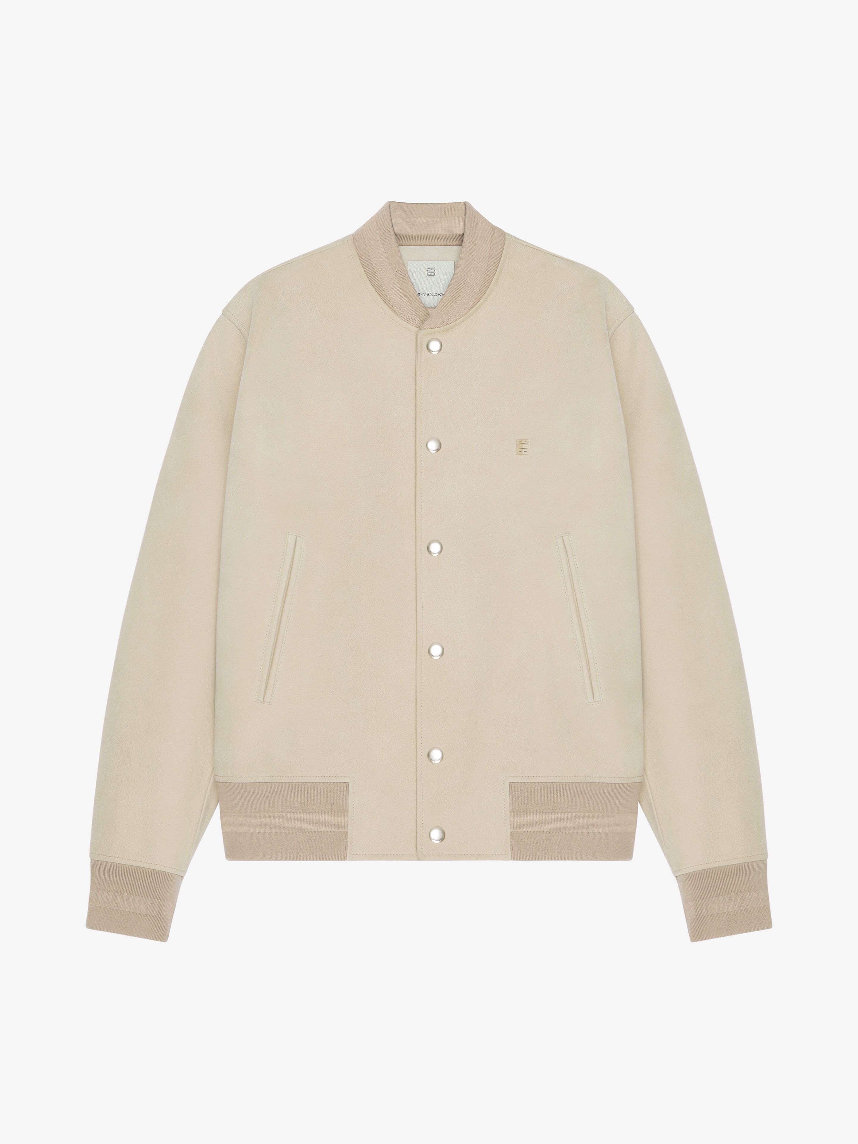 Givenchy o1w1db10925 Leather Varsity Jacket in Beige Size US M / EU 48-50 / 2 - 1 Thumbnail