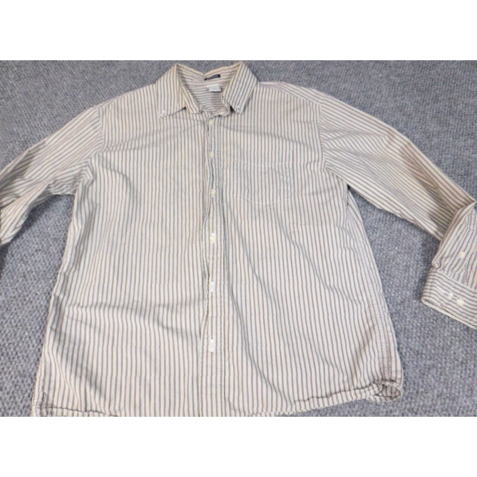 Old Navy Old Navy Shirt Mens Medium Brown Striped Button-Down Collared Long Sleeve Cotton Knit Pocketed Buttons Vintage? No (but no). Size US M / EU 48-50 / 2 - 2 Thumbnail