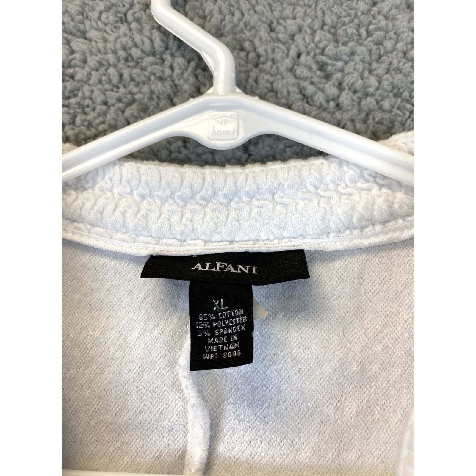 Alfani ALFANI Blazer Jacket Women’s Size L White Open Front Zip / 22-41 Jacket Womens L White Zip Open Front Cotton Blend Size L / US 10 / IT 46 - 4 Thumbnail