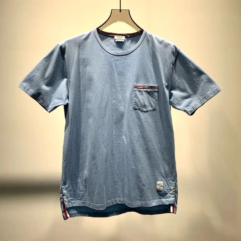 Thom Browne Thom Browne Blue Cotton Men's T-Shirt 0089 Size US M / EU 48-50 / 2 - 1 Thumbnail
