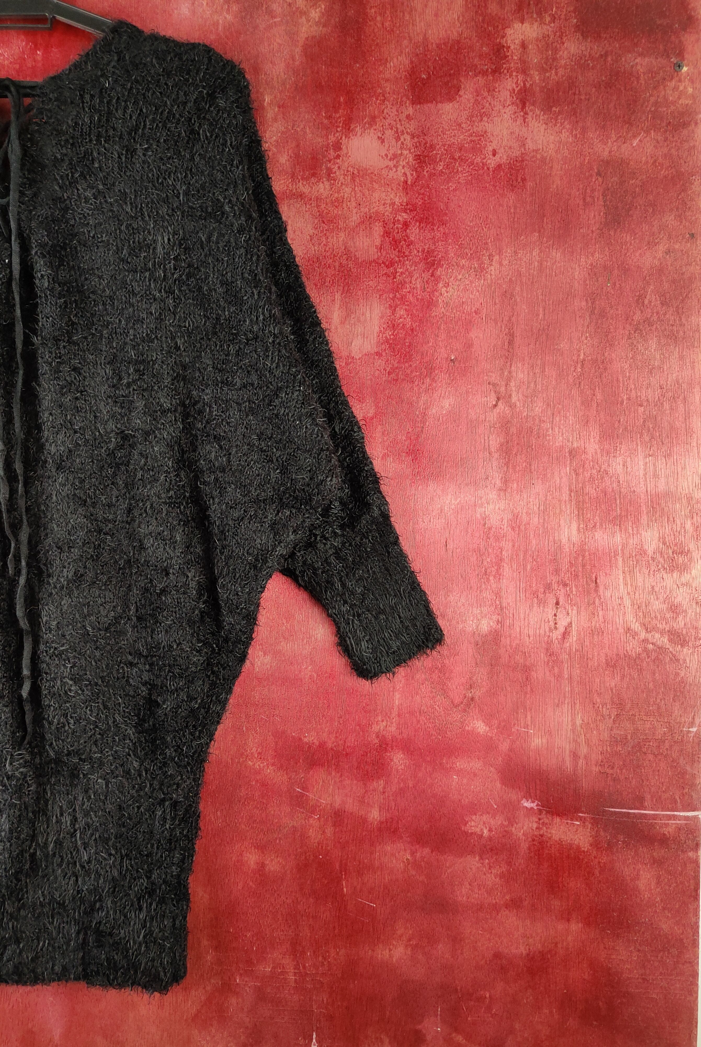 Homespun Knitwear Dialle&Laisenn Black Shag Shaggy Fur Mohair Knitwear #S2193 Size L / US 10 / IT 46 - 9 Thumbnail