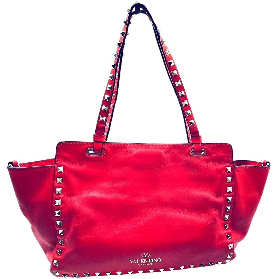 Valentino Valentino Garavani Rockstud Red Gold Studded Leather Bag Size ONE SIZE - 2 Thumbnail