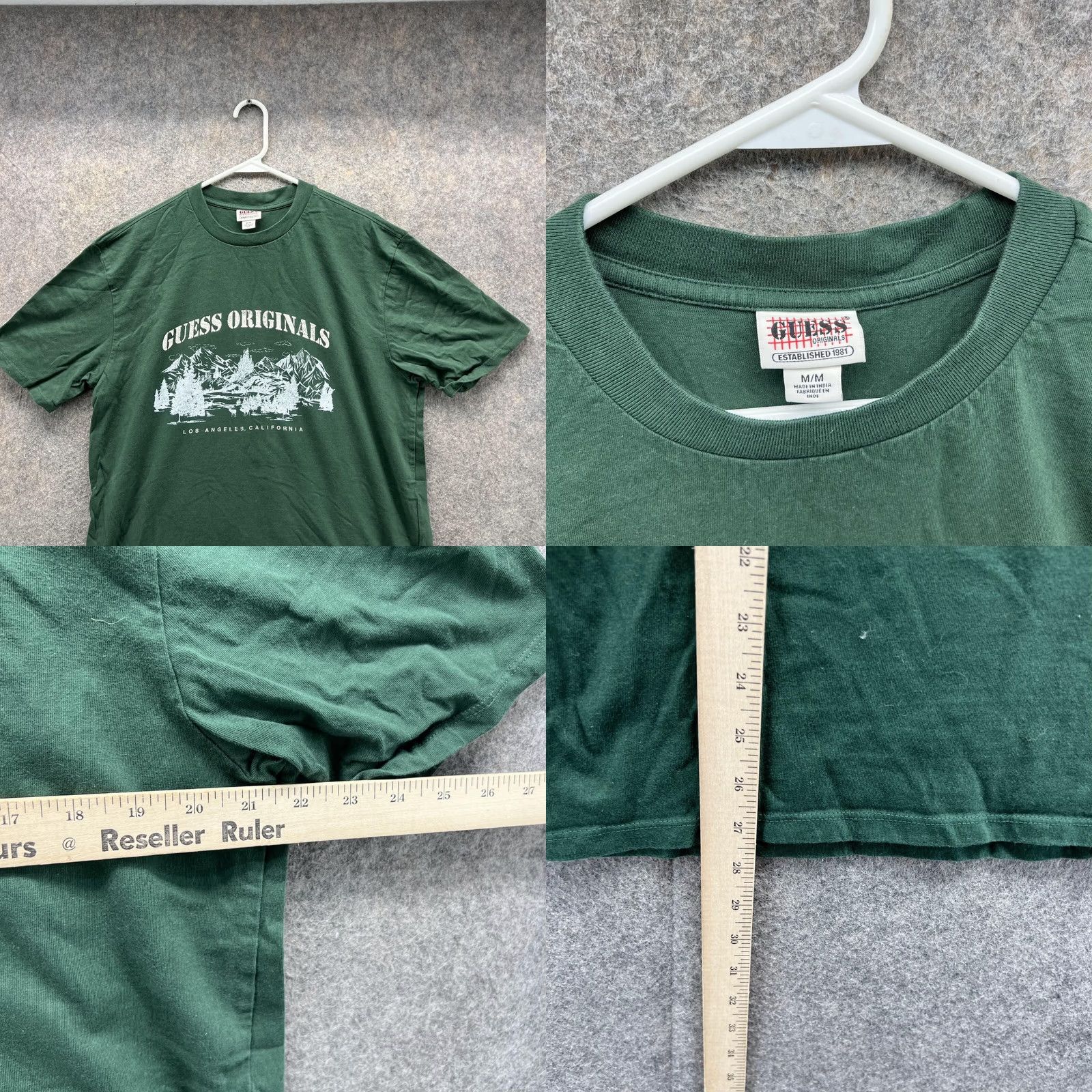Guess VINTAGE GUESS Shirt Men M Green Crewneck Cotton Solid Logo 90s 00s All Seasons Mens Size US M / EU 48-50 / 2 - 8 Thumbnail
