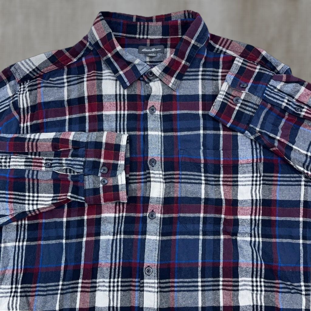 Eddie Bauer Eddie Bauer Shirt Men XL Blue Red Plaid Button-Up Tartan Flannel Casual Workwear Carded Button-Down Universal Slimming All Seasons Carded Mens Size US XL / EU 56 / 4 - 1 Thumbnail