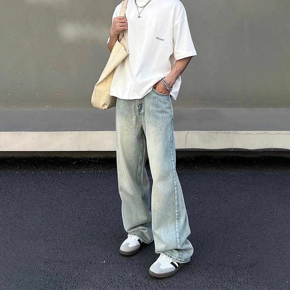 Japanese Brand × Vintage Wide Leg Jeans Men Simple Baggy Y2k Size US 33 - 1 Thumbnail