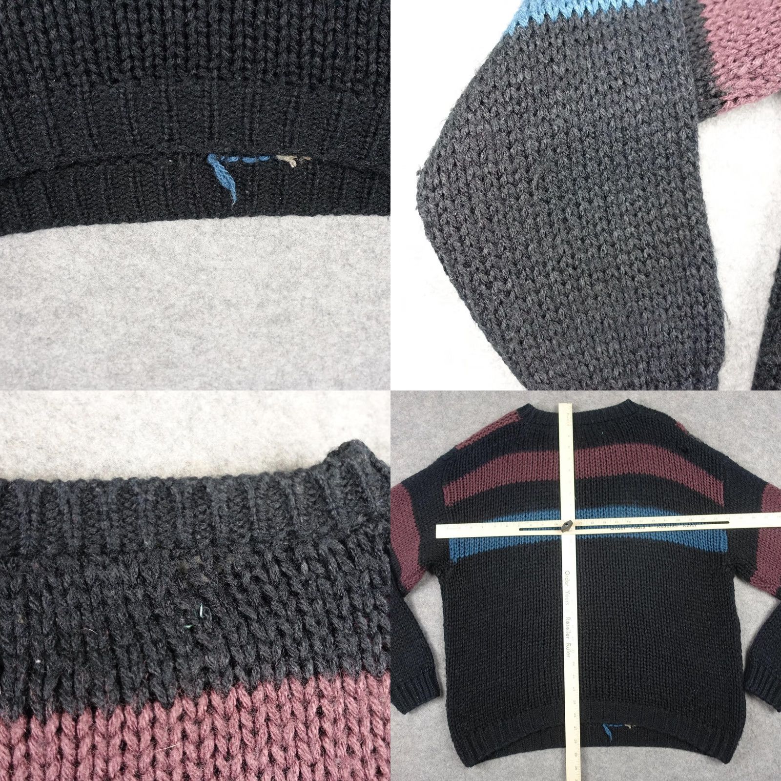 Vintage VINTAGE Street Scenes Sweater Mens M Black Argyle Knit Pullover Crew Neck Heavyweight Chunky Knit Size US M / EU 48-50 / 2 - 9 Thumbnail
