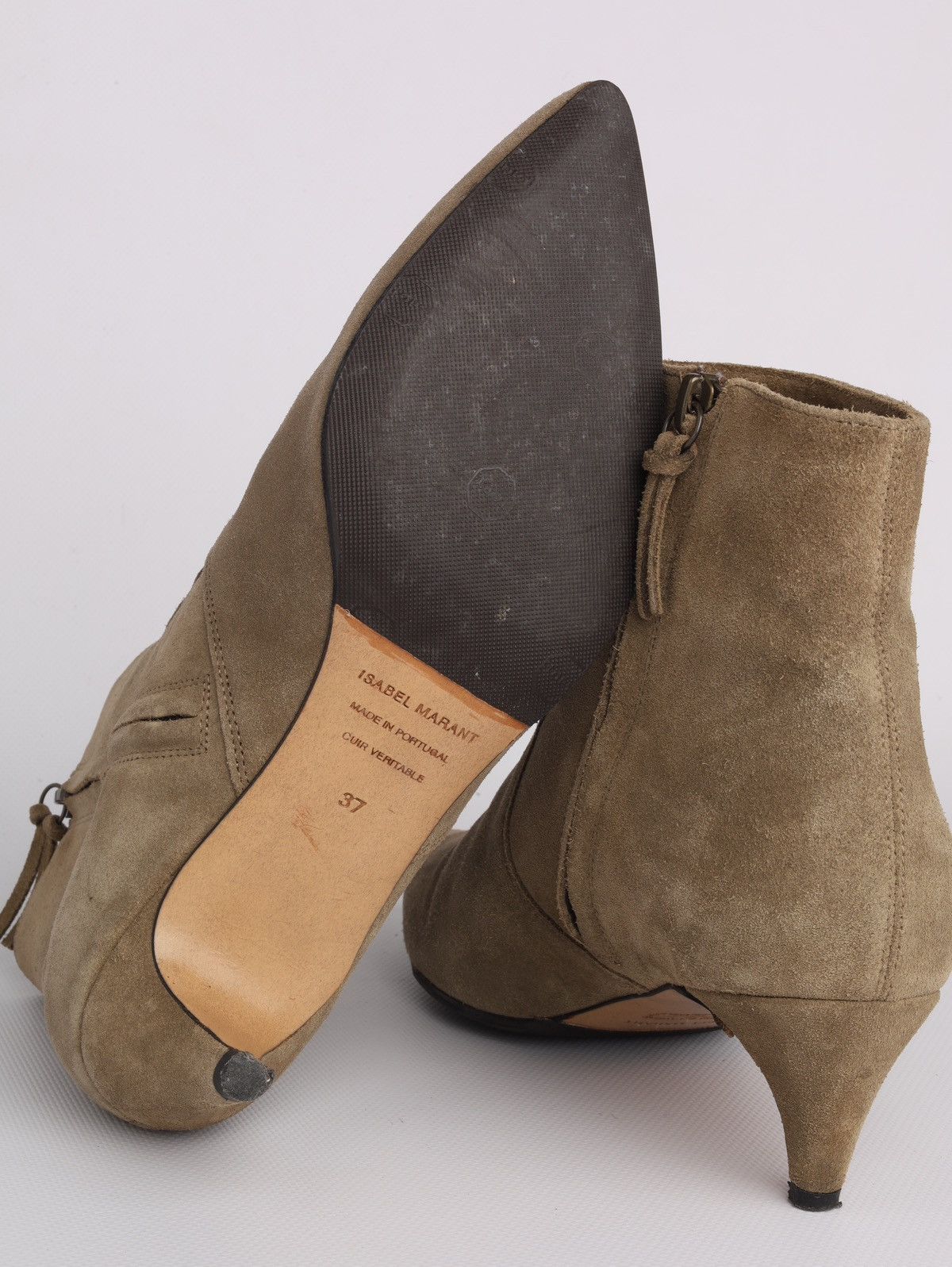 Isabel Marant Isabel Marant Suede Beige Olive Heel Shoes Boots Deone Ankle Size US 7 / IT 37 - 15 Thumbnail