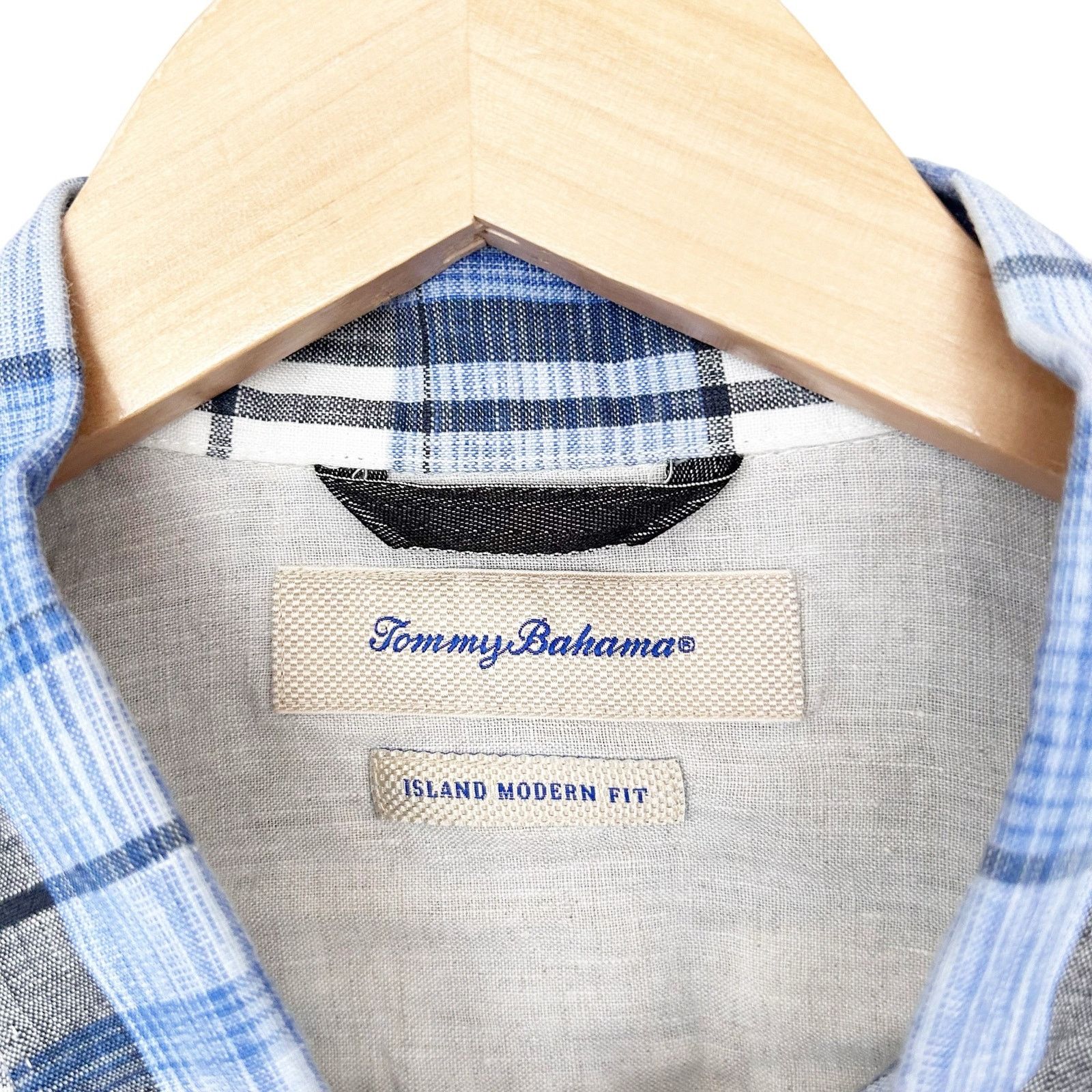 Tommy Bahama Tommy Bahama Blue Plaid Linen Short Sleeve Button Down Sz XL Size US XL / EU 56 / 4 - 4 Thumbnail