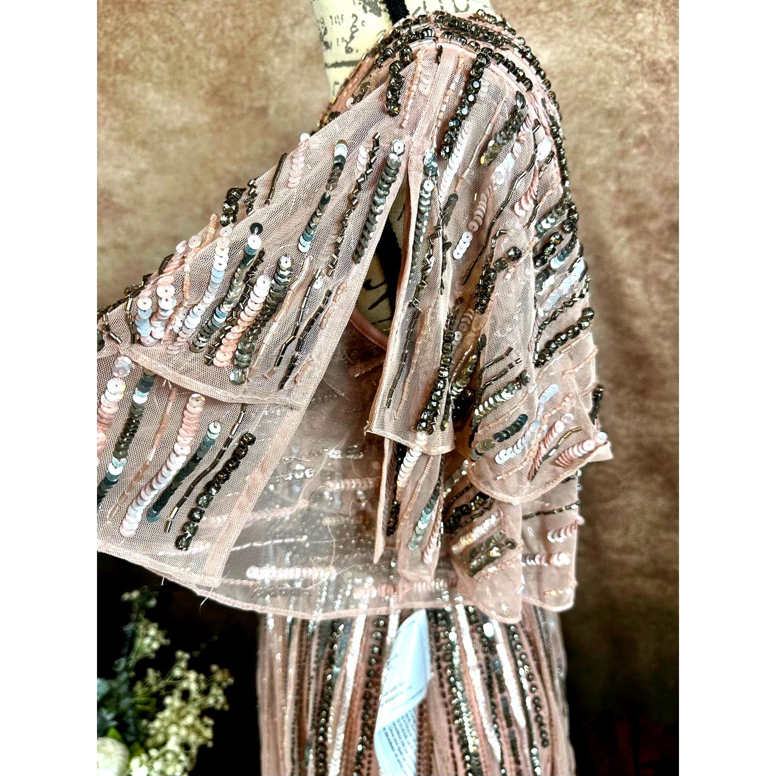 Other Mac Duggal Embellished Layered Sleeve Gown Vintage Rose 4 Size S / US 4 / IT 40 - 11 Thumbnail