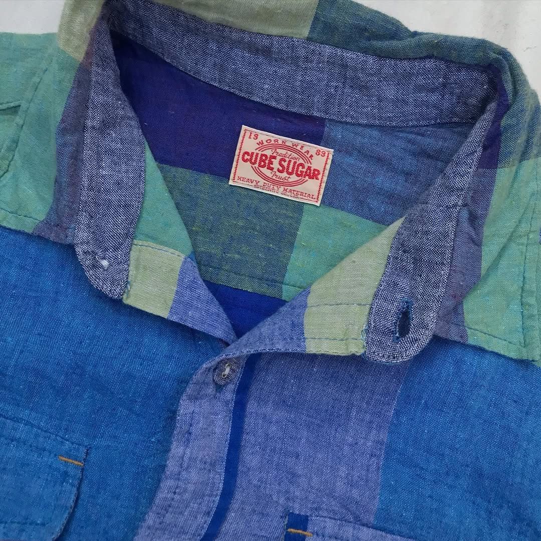 Sugar Cane × Vintage Cube Sugar Multi Plaid Tartan Shirt Sugar Candy Pattern Work Size US M / EU 48-50 / 2 - 2 Thumbnail