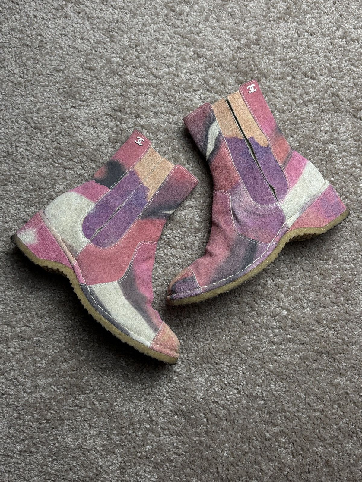 Chanel Chanel multicolor tie-dye western ankle boots Size US 6 / IT 36 - 1 Thumbnail