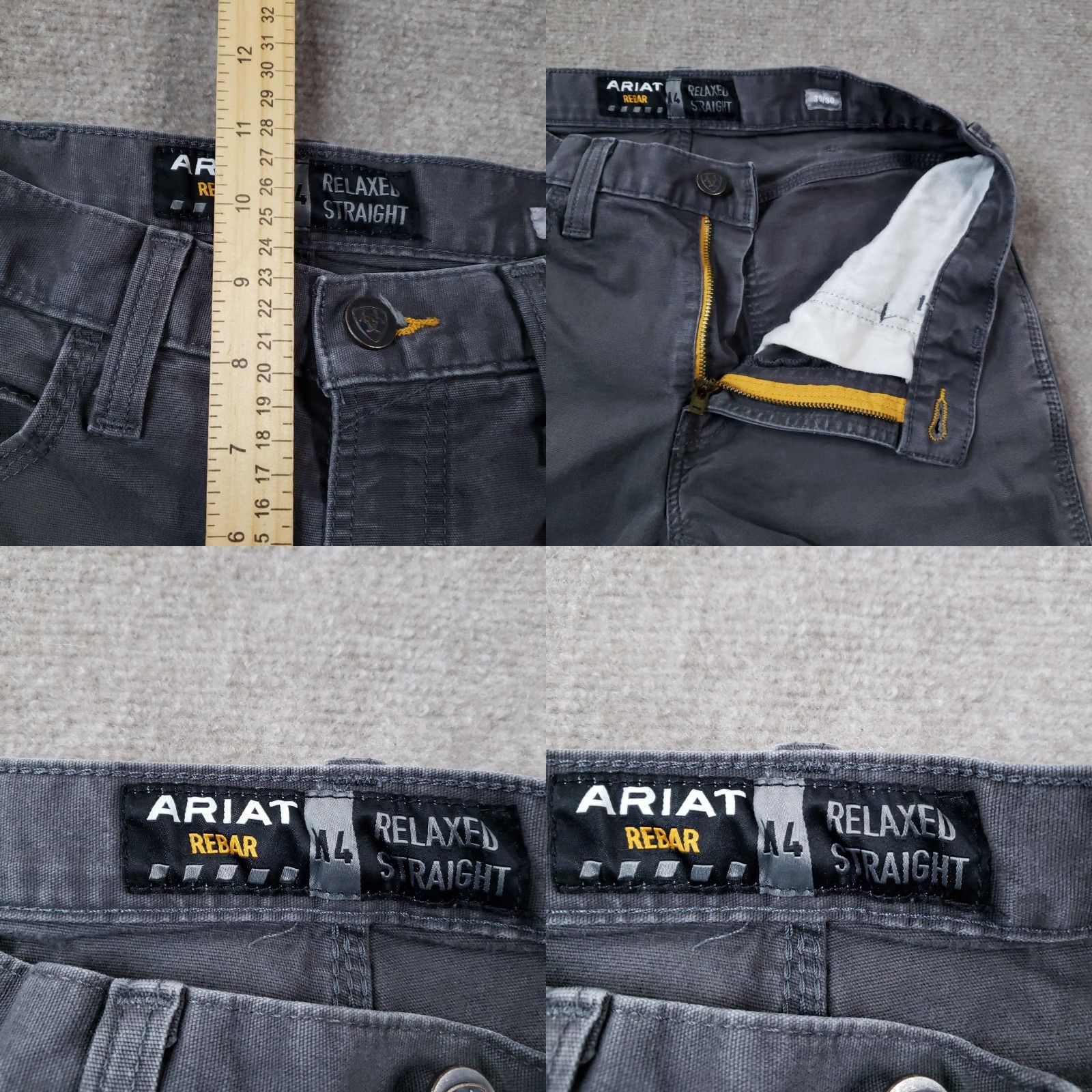 Ariat Ariat Rebar Pants Mens 30x30 Gray Relaxed Straight Workwear ZZ Fits 29x27 Size US 30 / EU 46 - 8 Thumbnail