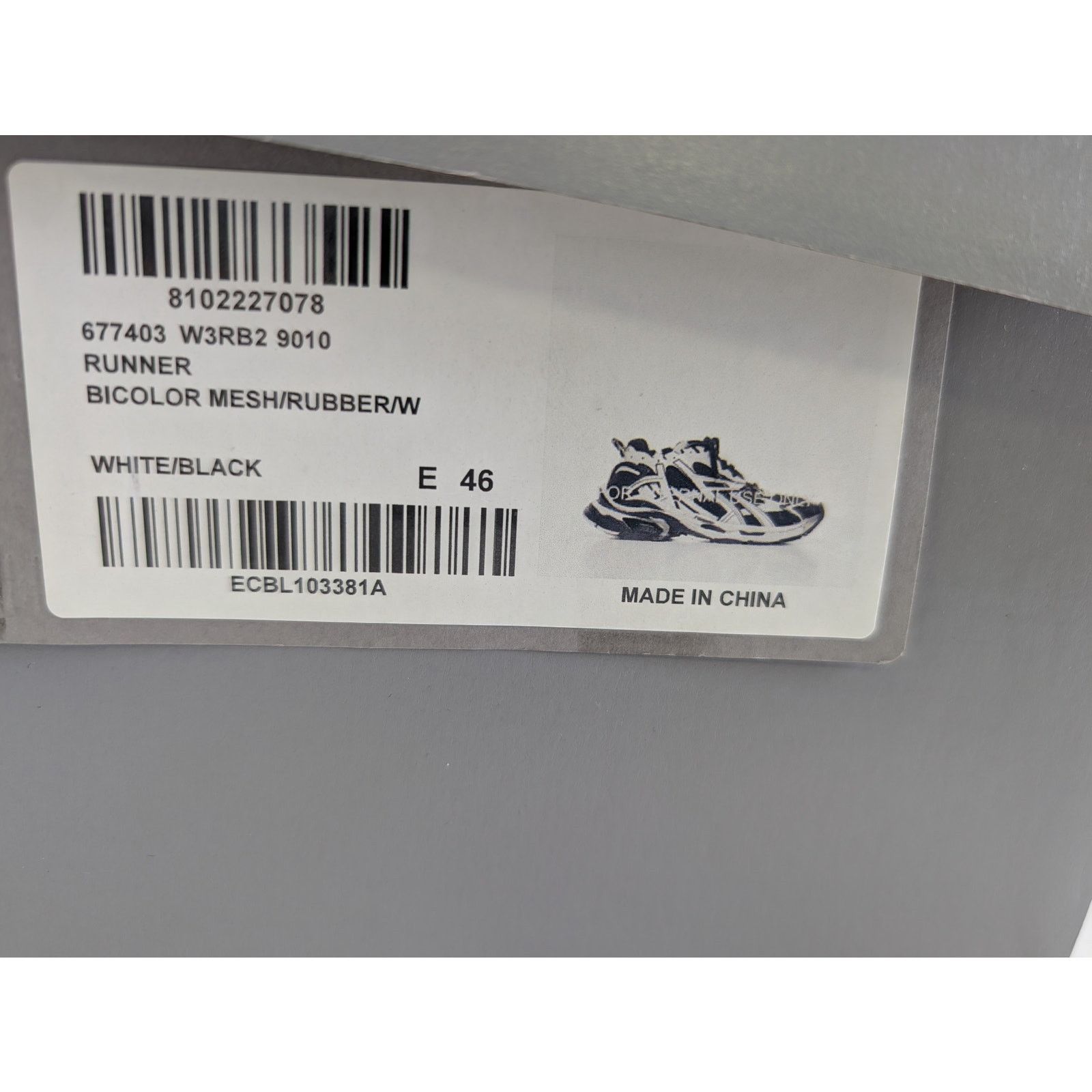 Balenciaga o1rshd1 Mesh Rubber Runner Sneakers in White/Black Size US 13 / EU 46 - 19 Thumbnail