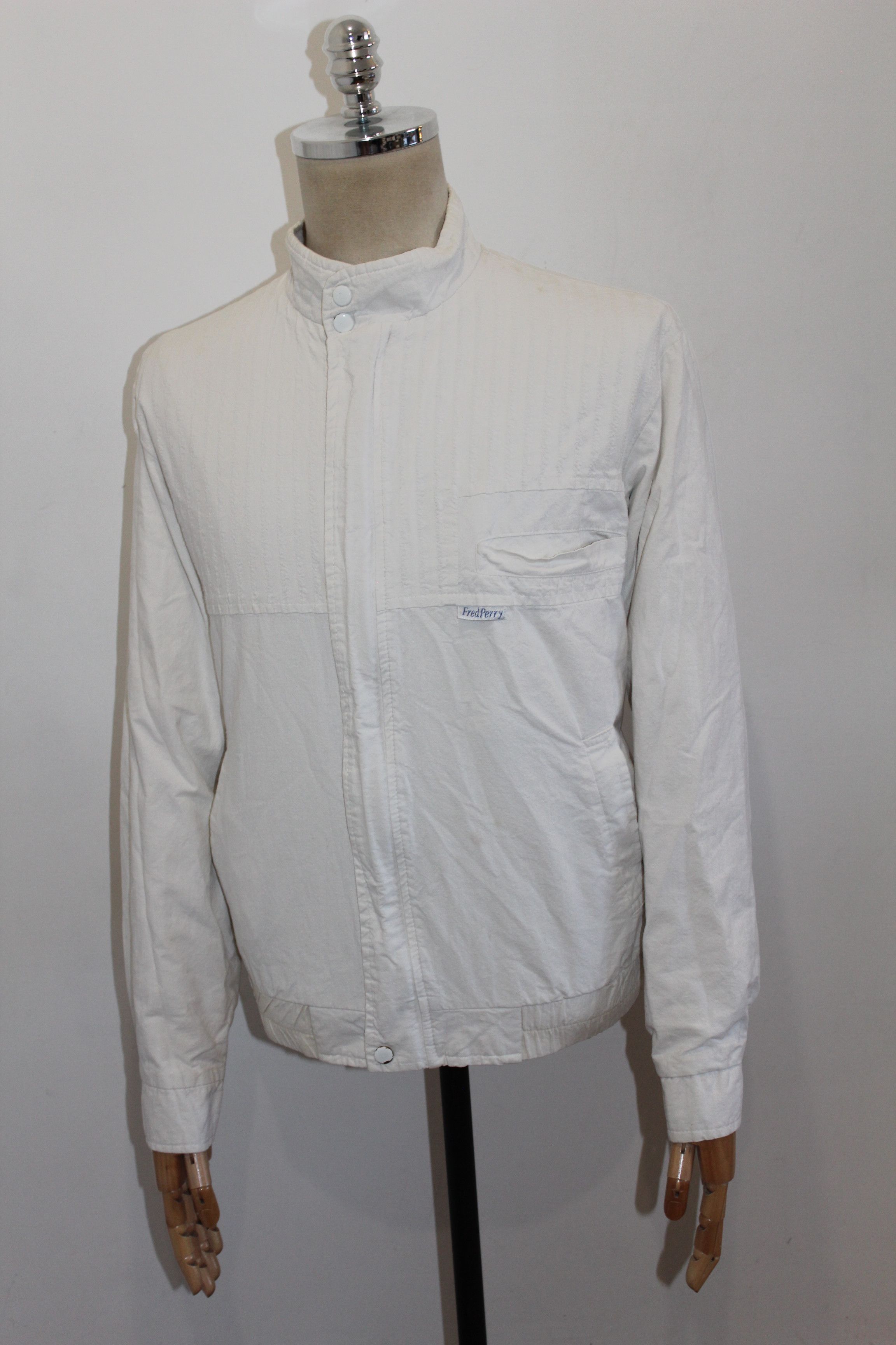 Fred Perry Men's Fred Perry Vintage 90's White Cotton Jacket Size M Size US M / EU 48-50 / 2 - 4 Thumbnail