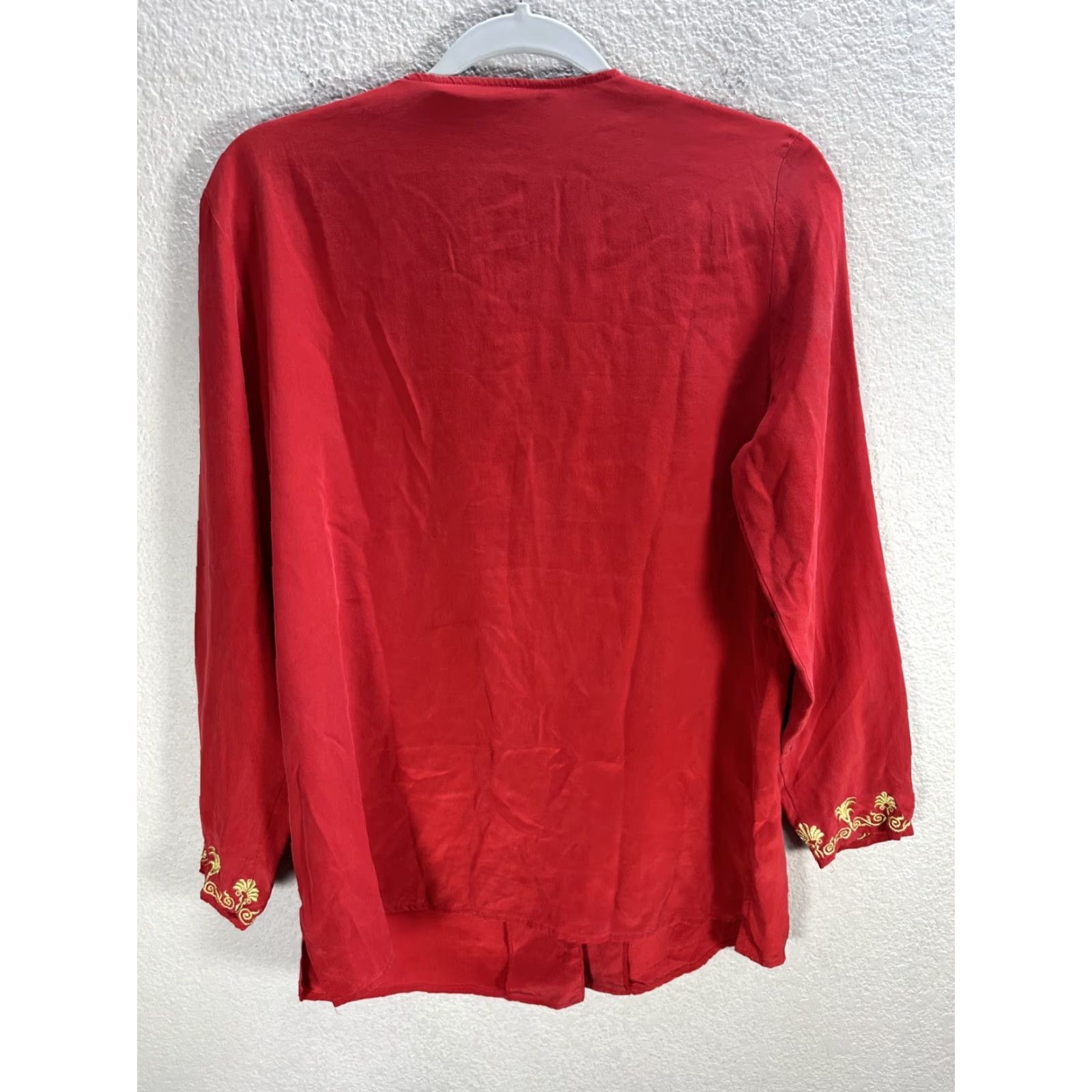 Diane von Furstenberg VINTAGE Diane von Furstenberg Red Silk Blazer Shirt Top Embroidered Sz S Dressy Party/Cocktail Blouse Womens Shirt Embroidered Red DVF Silk Blazer Size S / US 4 / IT 40 - 6 Thumbnail