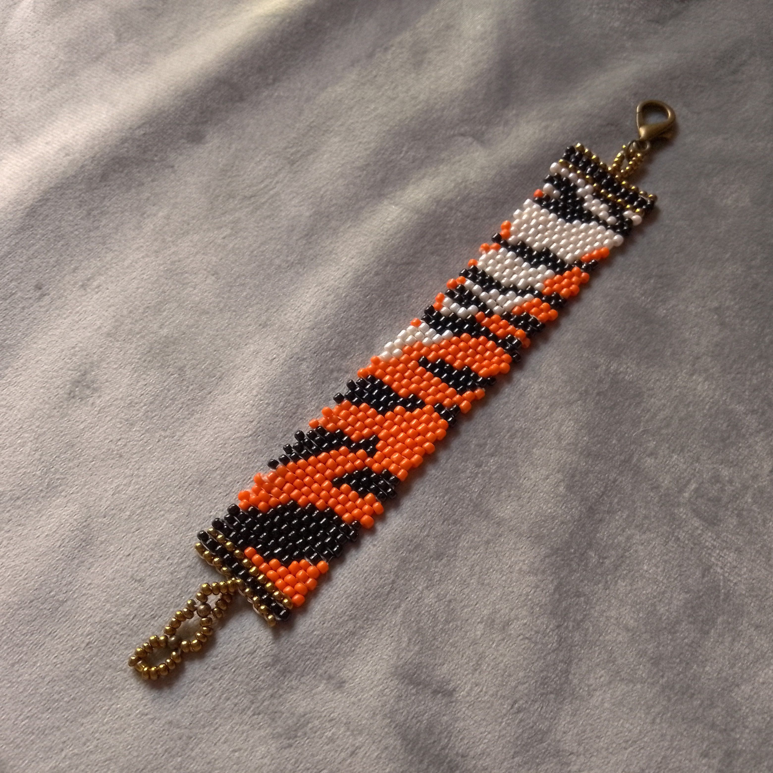 Handmade Bracelet Tiger Skin Beaded In Glass Ethnic Size ONE SIZE - 1 Thumbnail