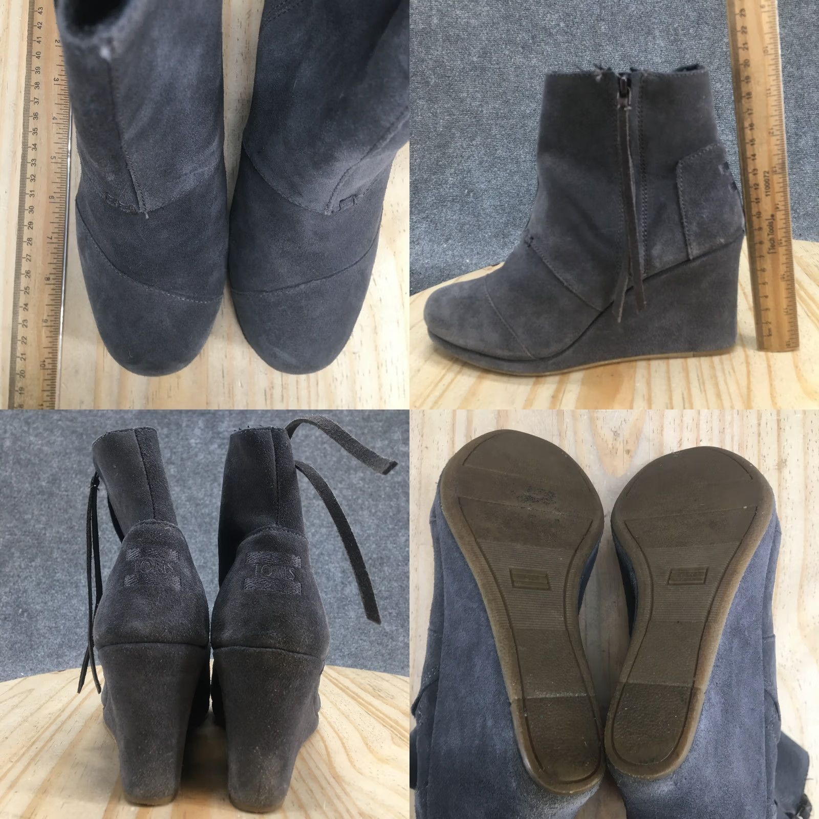 Toms TOMS Boots Womens 9.5 Desert Gray Round Toe Casual Comfort Wedge Heels Ankle Top Mens Womens Size L / US 10 / IT 46 - 8 Thumbnail