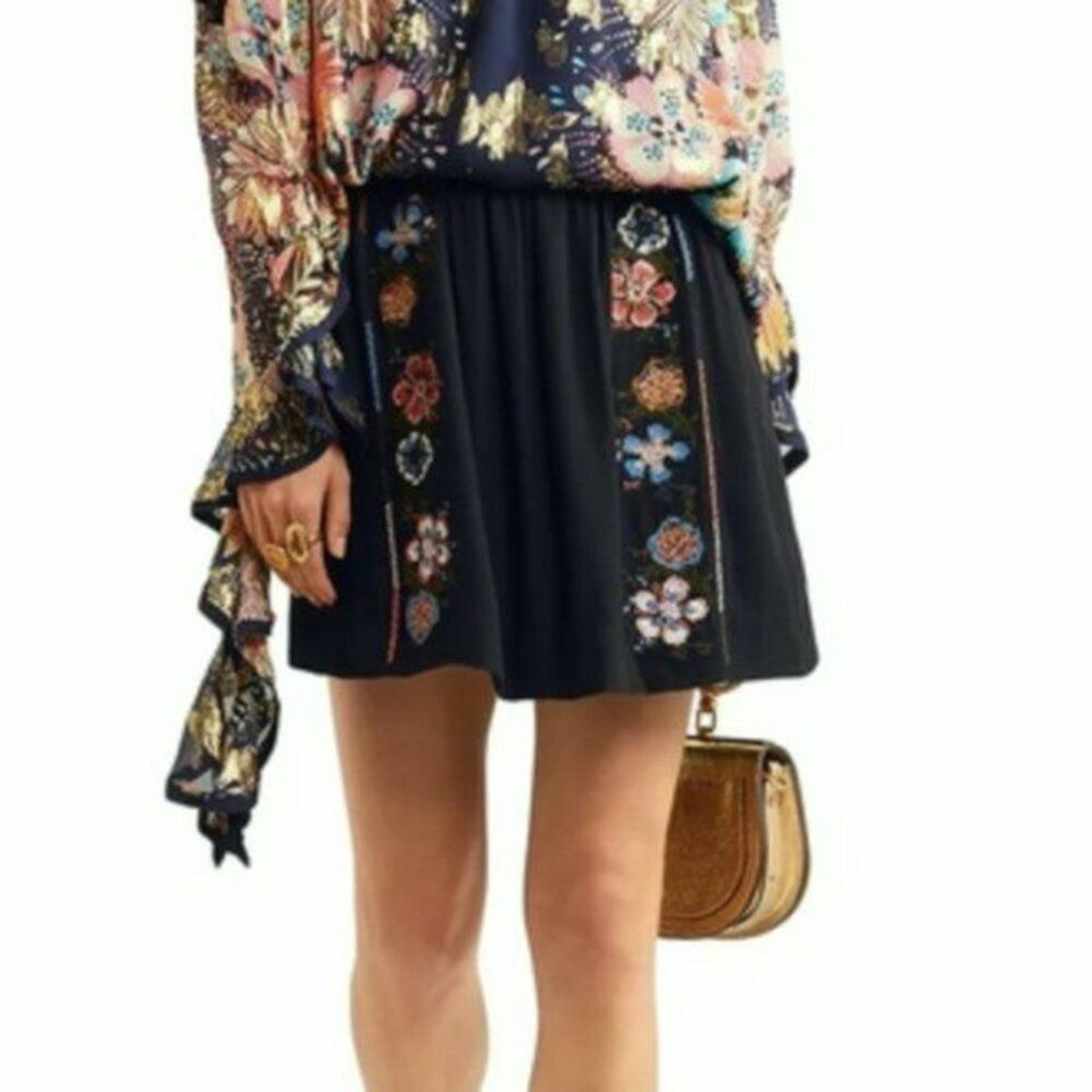 Chloe Chloe Embroidered crepe mini skirt navy size 8 Size 28" / US 6 / IT 42 - 7 Thumbnail