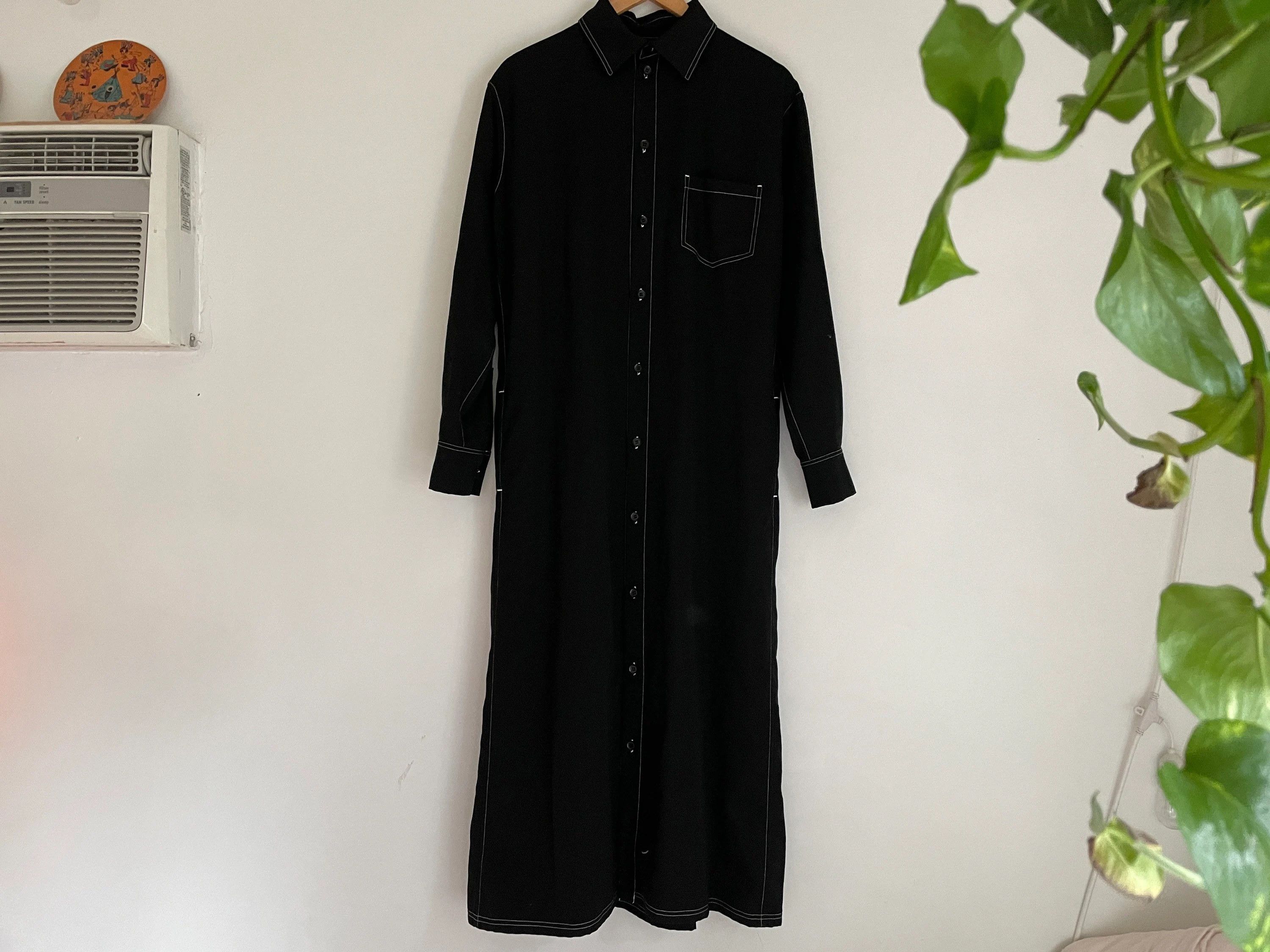 Yohji Yamamoto Yohji Yamamoto Slit Back Maxi Shirt Dress Long Sleeve Wool Size S / US 4 / IT 40 - 8 Thumbnail