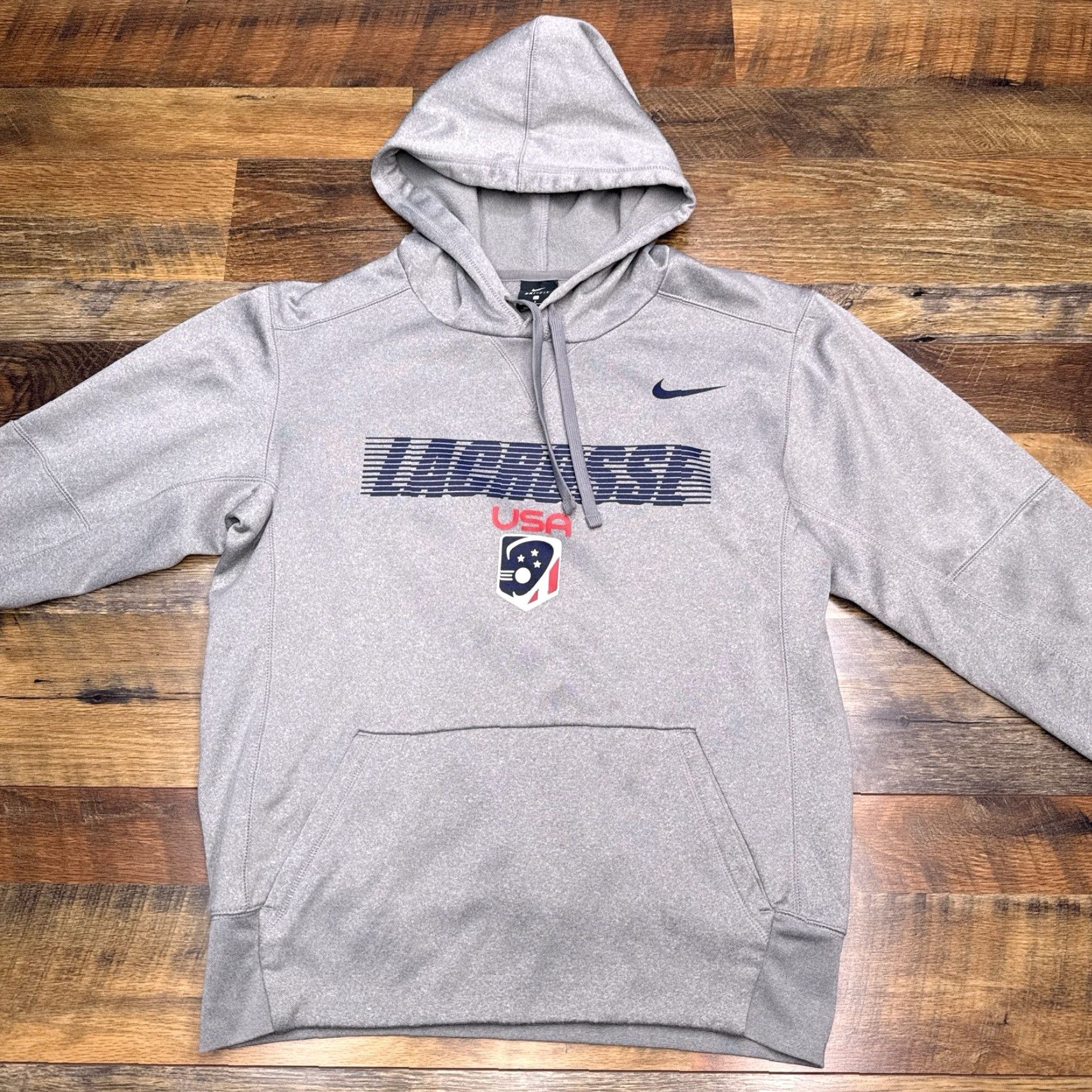 Nike Nike USA Lacrosse Hoodie Mens Small Gray Sweatshirt Team USA Therma PO Hoody Size US S / EU 44-46 / 1 - 3 Thumbnail