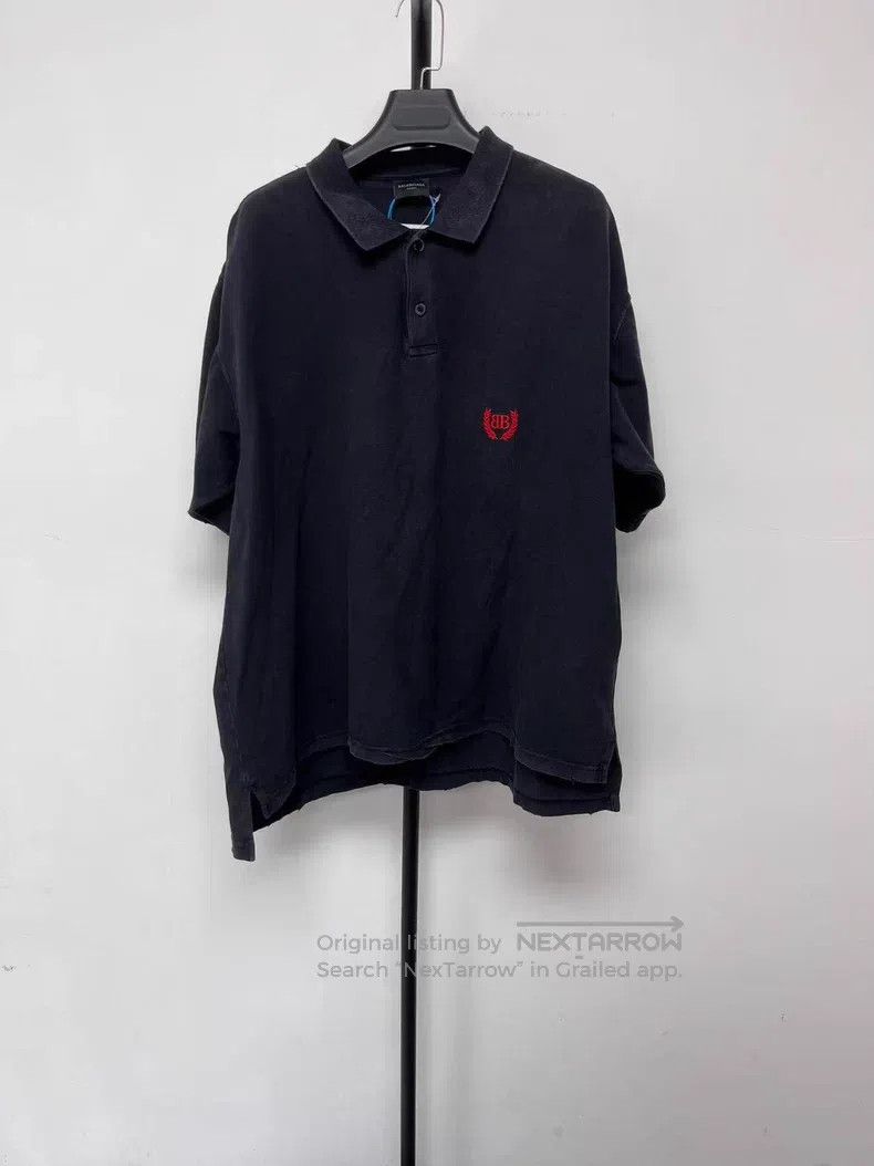 Balenciaga Balenciaga Solid Color Collar Faded Cotton Pique Short Sle Size US S / EU 44-46 / 1 - 1 Thumbnail