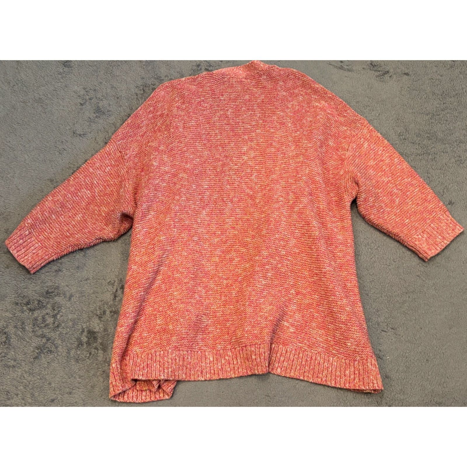 Vintage VINTAGE Lane Bryant Open Front Knit Cardigan Sweater Womens 26/28 Peach Orange L/S Size 4XL / US 24-26 - 5 Thumbnail