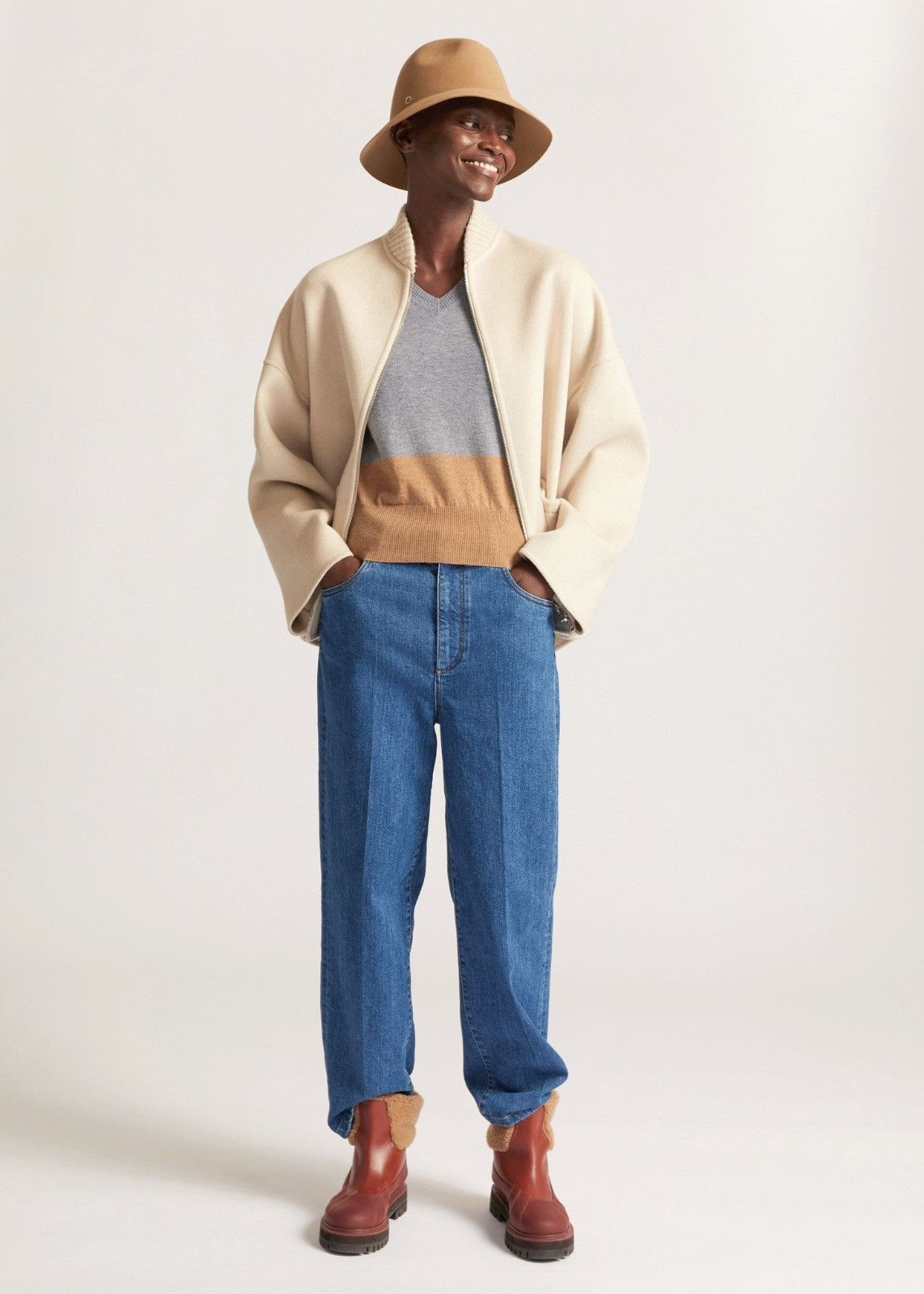 Loro Piana o1srvl11e0125 Grassmoor V-Neck Sweater in Grey & Brown Size M / US 6-8 / IT 42-44 - 3 Thumbnail