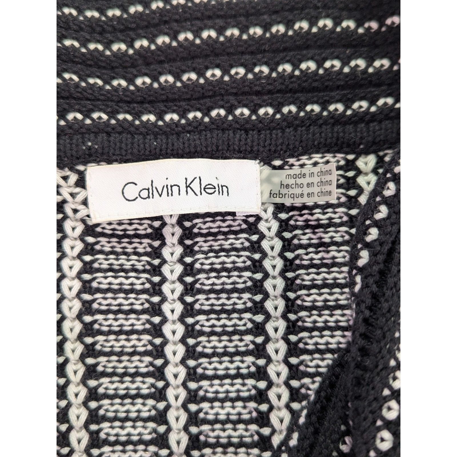 Calvin Klein Large Black & White Pattern Cowl Neck Sweater Size L / US 10 / IT 46 - 2 Thumbnail