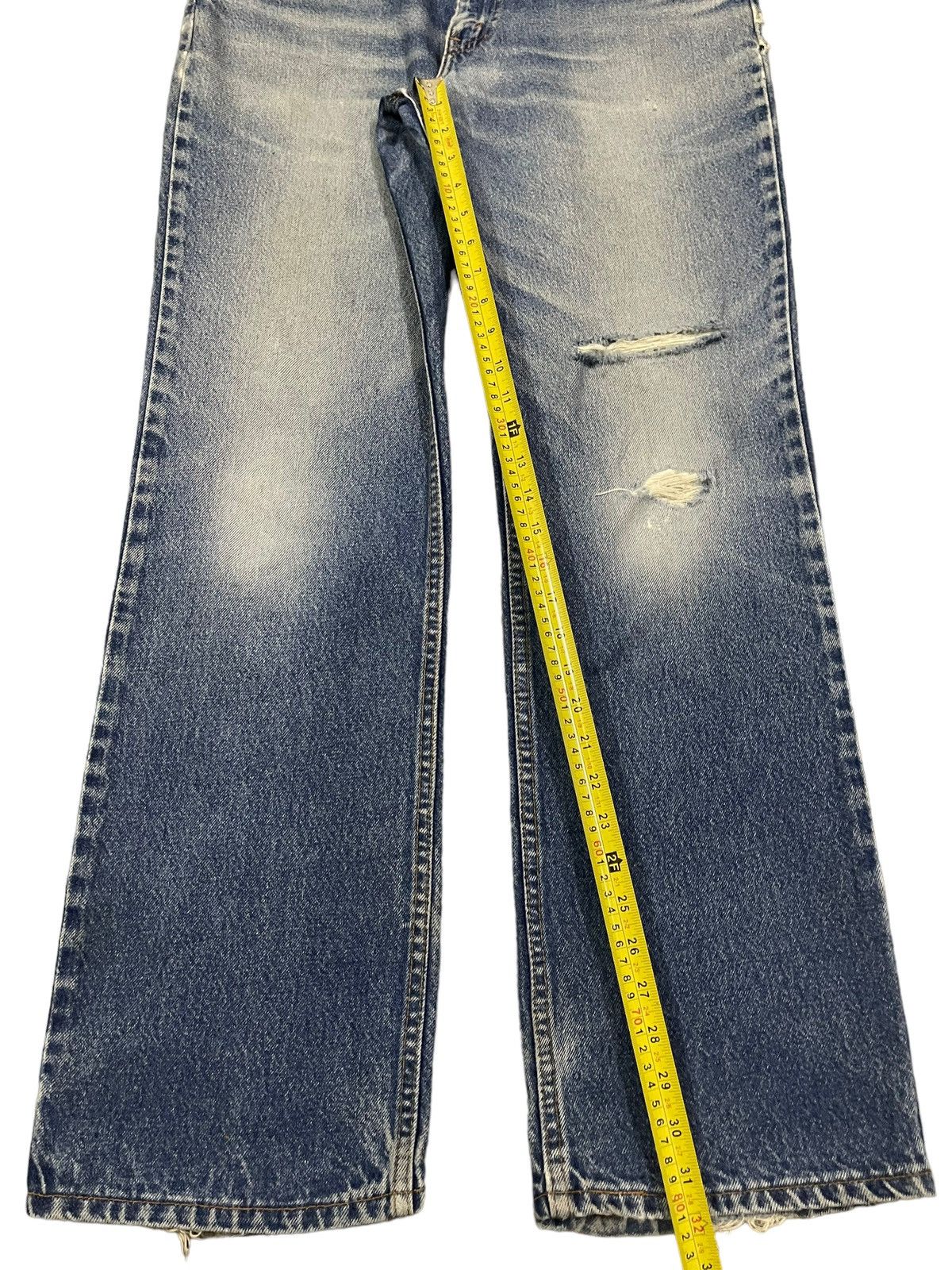 Levi's Vintage 70s Levis 517 Bootcut Blue Wash Distress Jeans Size US 34 / EU 50 - 12 Thumbnail