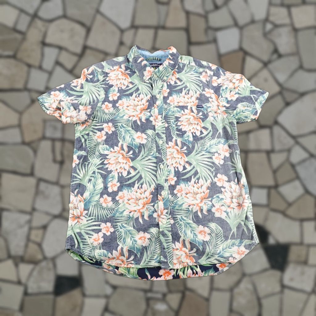Chubbies Chubbies Shirt Small Mens Blue Floral Hawaiian Button-Up Short Sleeve Cotton Elastane Size US S / EU 44-46 / 1 - 1 Thumbnail
