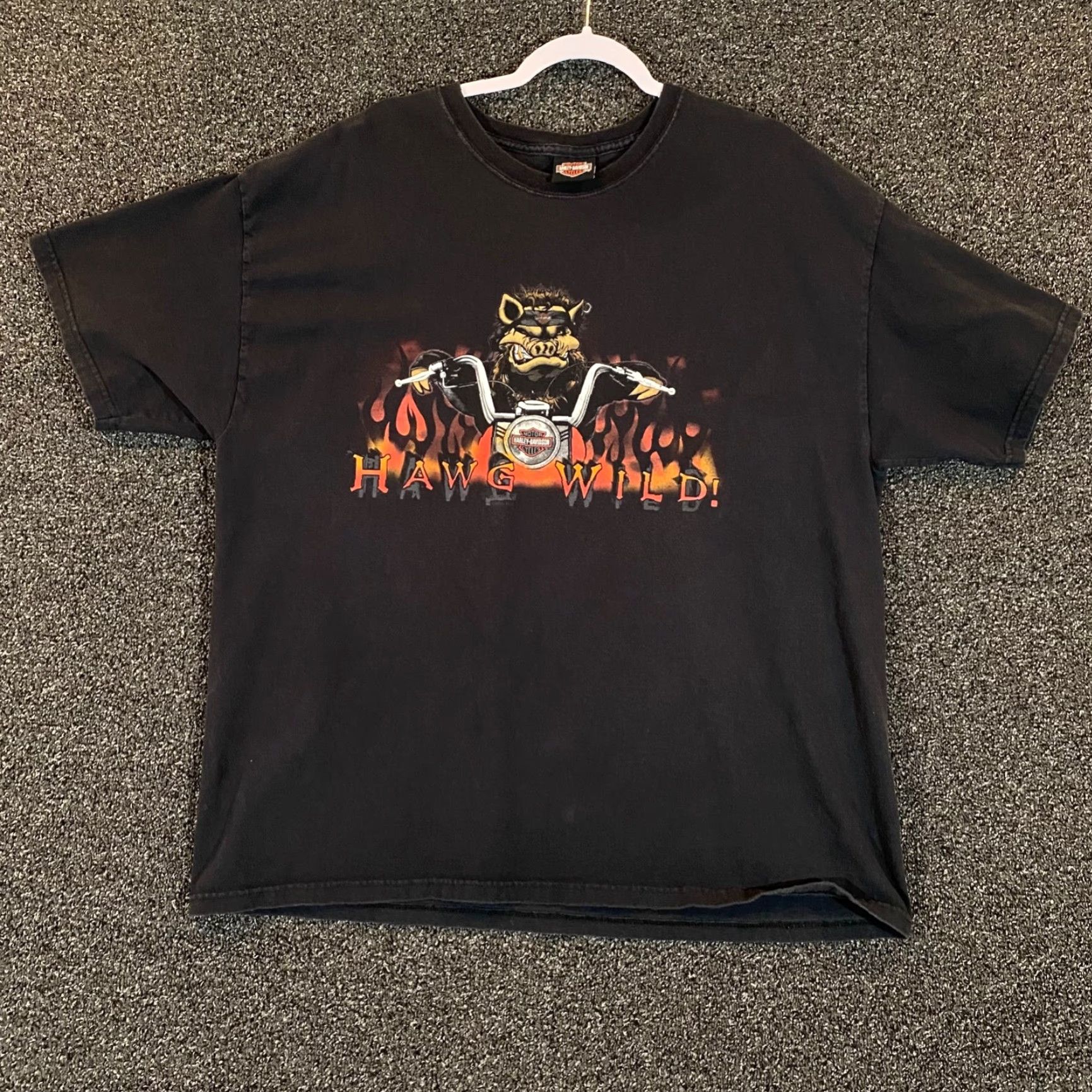 Harley Davidson Harley Davidson Shirt Mens 2XL Black Hawg Wild Motorcycle Tee S/S Seaford DE Size US XXL / EU 58 / 5 - 2 Thumbnail