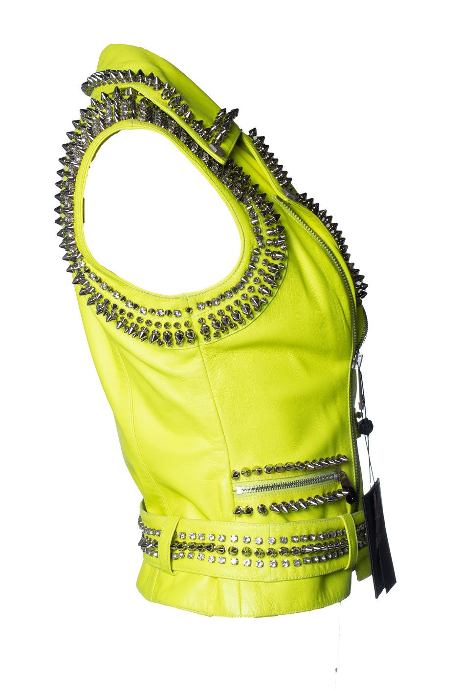 Philipp Plein Philipp Plein, neon yellow leather vest with studs Size S / US 4 / IT 40 - 3 Thumbnail