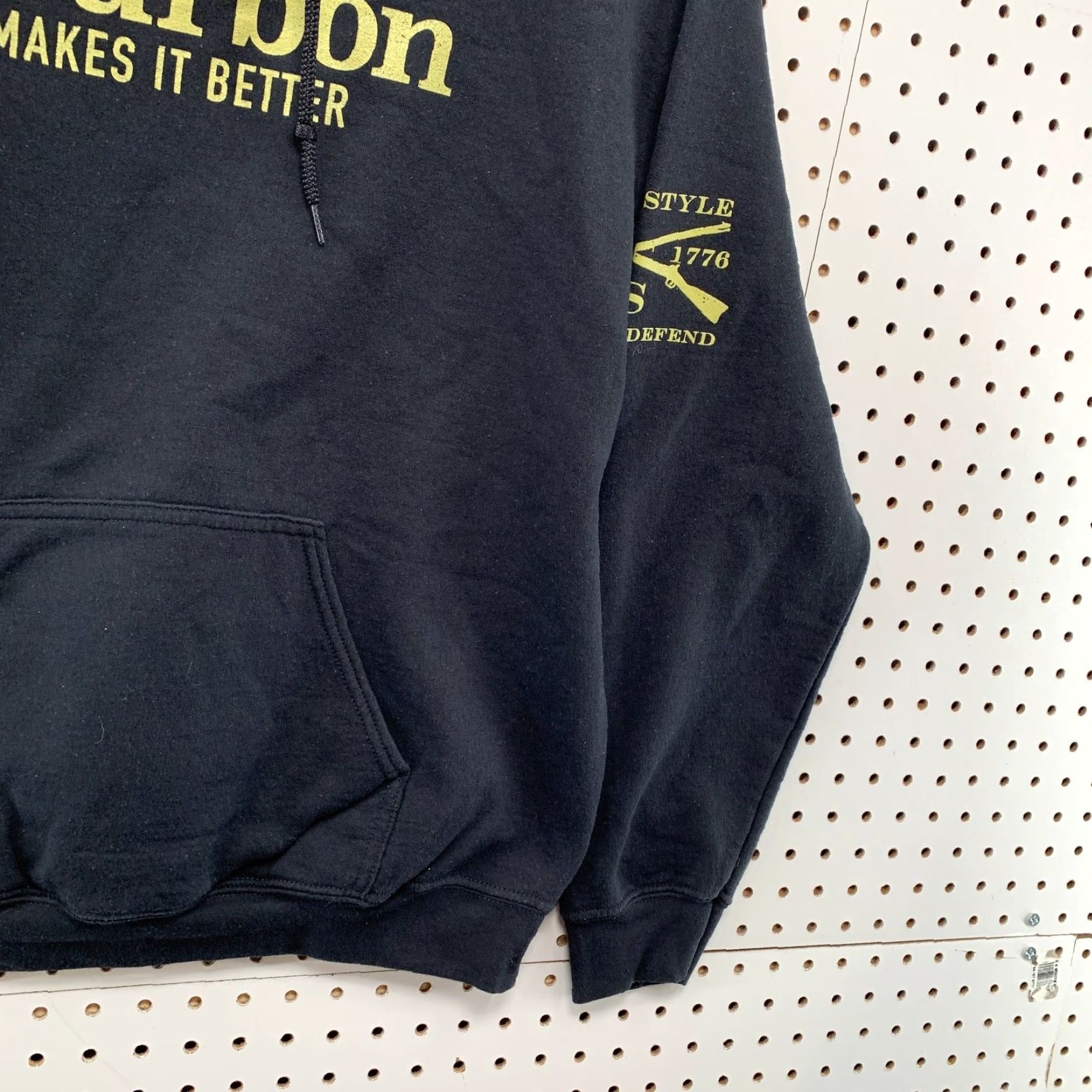 Vintage Grunt Style Sweatshirt Mens Medium Hoodie Black Boubon Makes It Better USA Flag Size US M / EU 48-50 / 2 - 7 Thumbnail