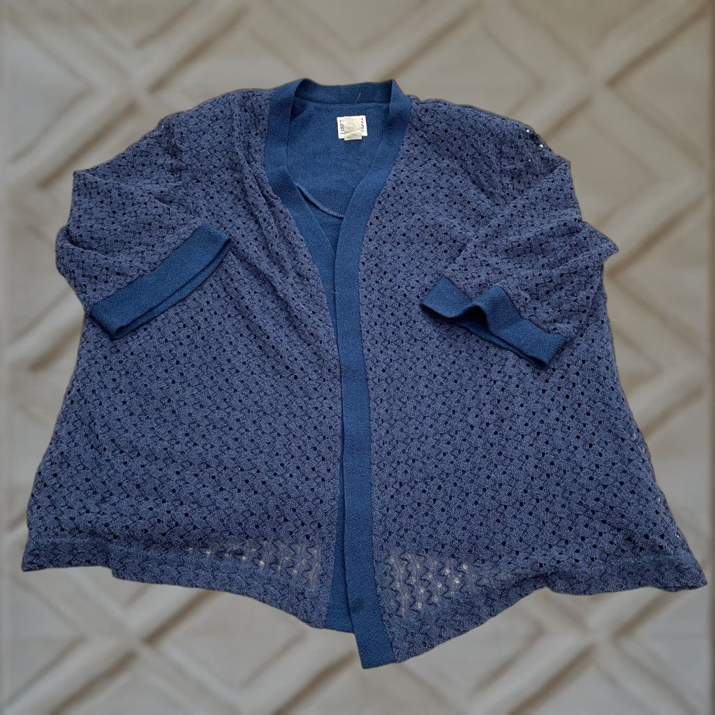 Vintage VINTAGE R&M Richards Sweater Womens Petite 26W Blue Lace 3/4 Sleeve Knit Apparel Size 4XL / US 24-26 - 1 Thumbnail