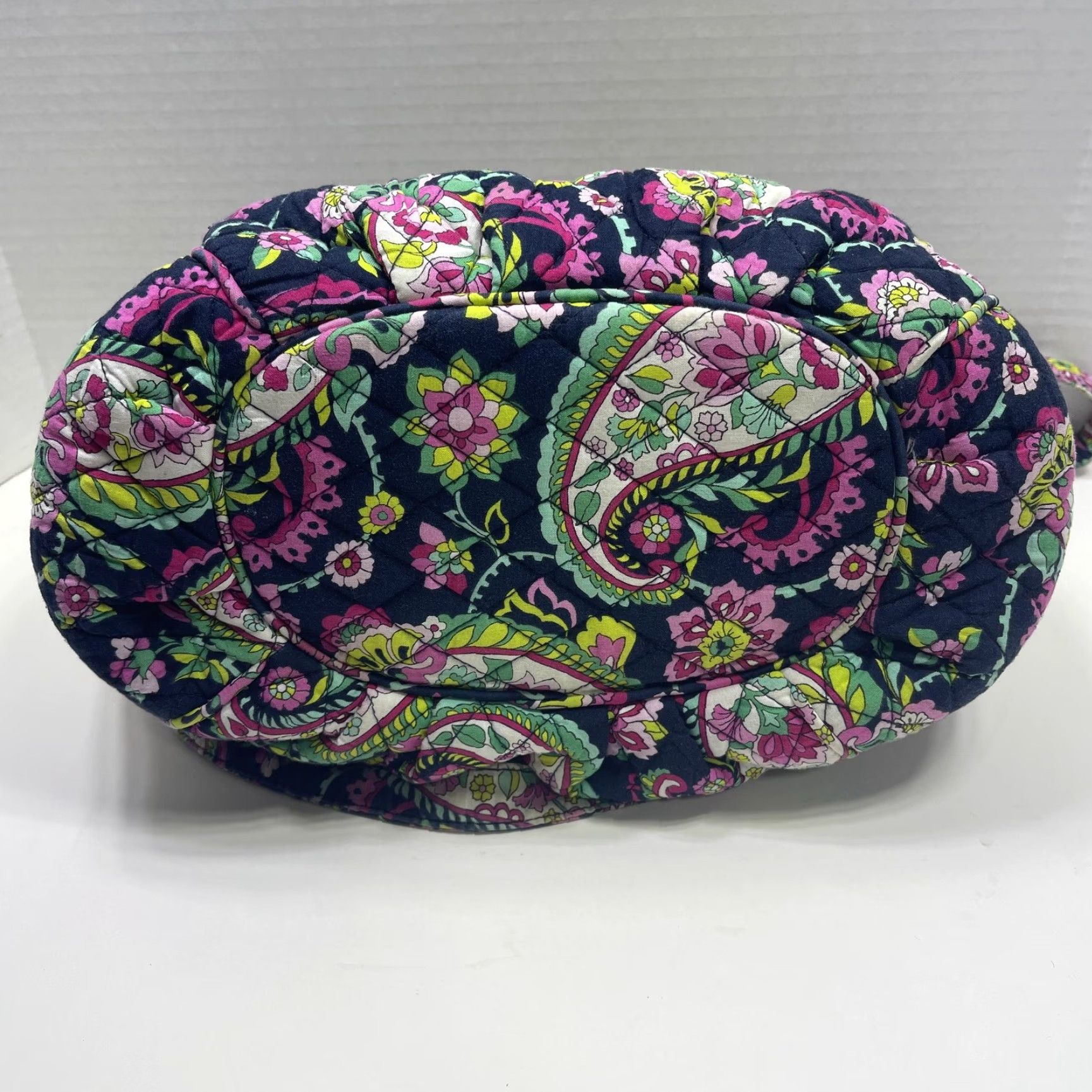 Vera Bradley Vera Bradley Shoulder Bag Womens Navy Paisley Floral Quilted Cotton Handbag Size ONE SIZE - 5 Thumbnail