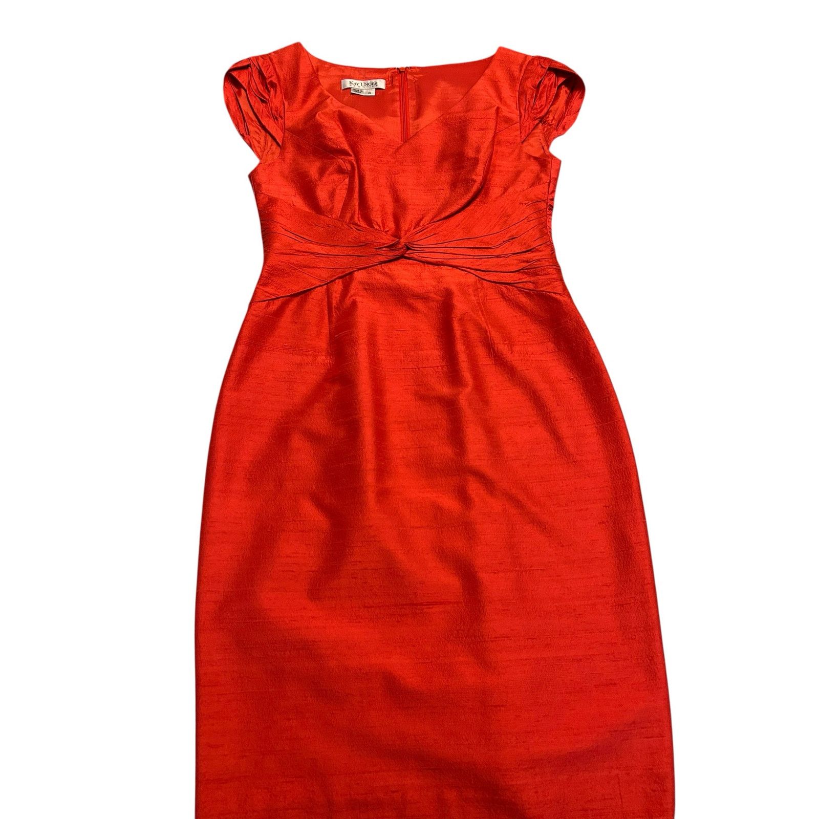 Other Kay Unger New York Orange Twist Waist Dress - Size 6 Size M / US 6-8 / IT 42-44 - 14 Thumbnail