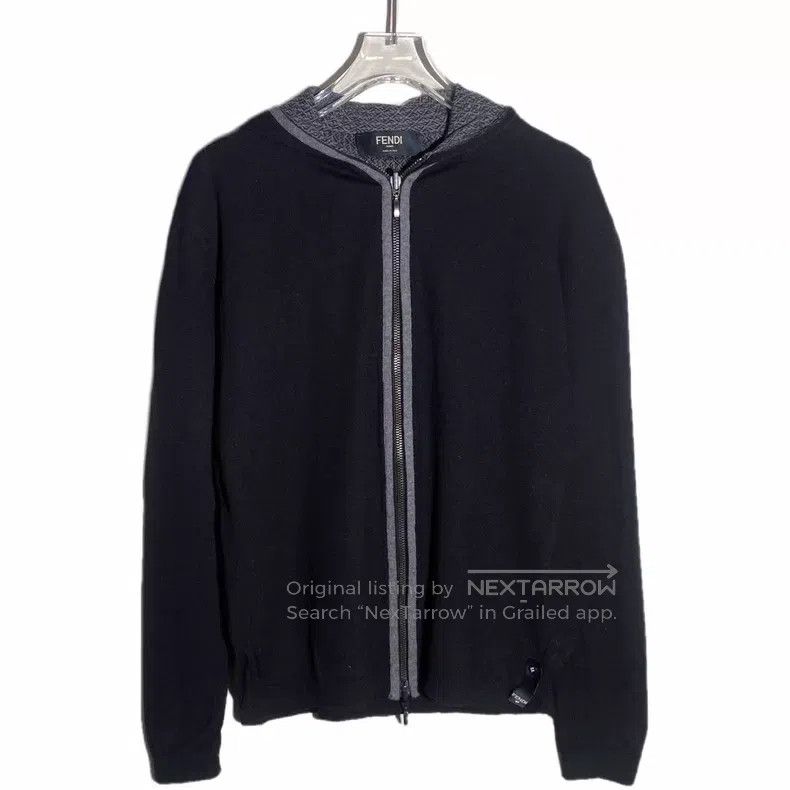 Fendi Fendi Black Lining Monogram Printed Wool Hooded Zip-Up Lon Size US S / EU 44-46 / 1 - 1 Thumbnail