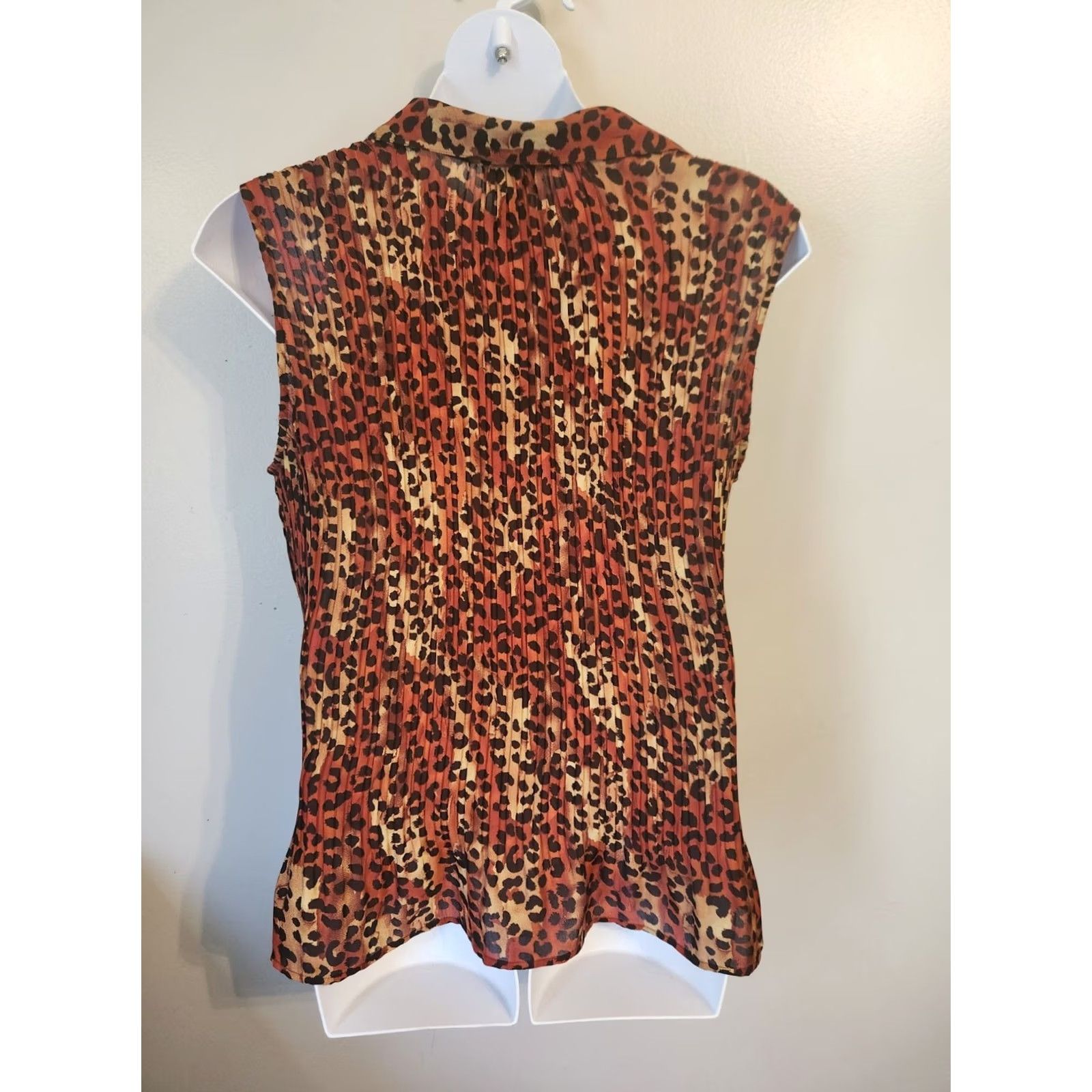 Vintage Studio 1940 Leopard Print Collared Sleeveless Top Shirt Button Down 22/24 Plus Womens Size 3XL / US 20-22 - 3 Thumbnail