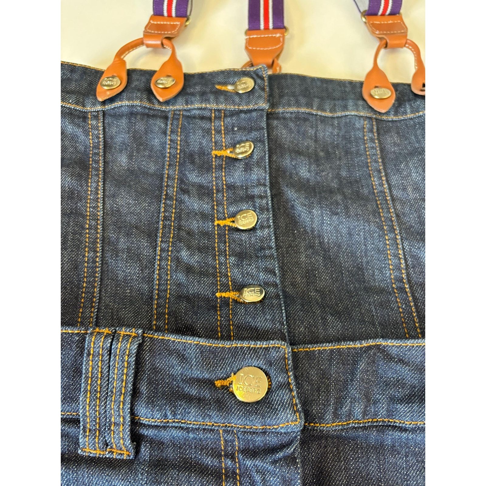 Iceberg Vintage Iceberg Denim Suspender Skirt Dress 90s Overall Size S / US 4 / IT 40 - 6 Thumbnail