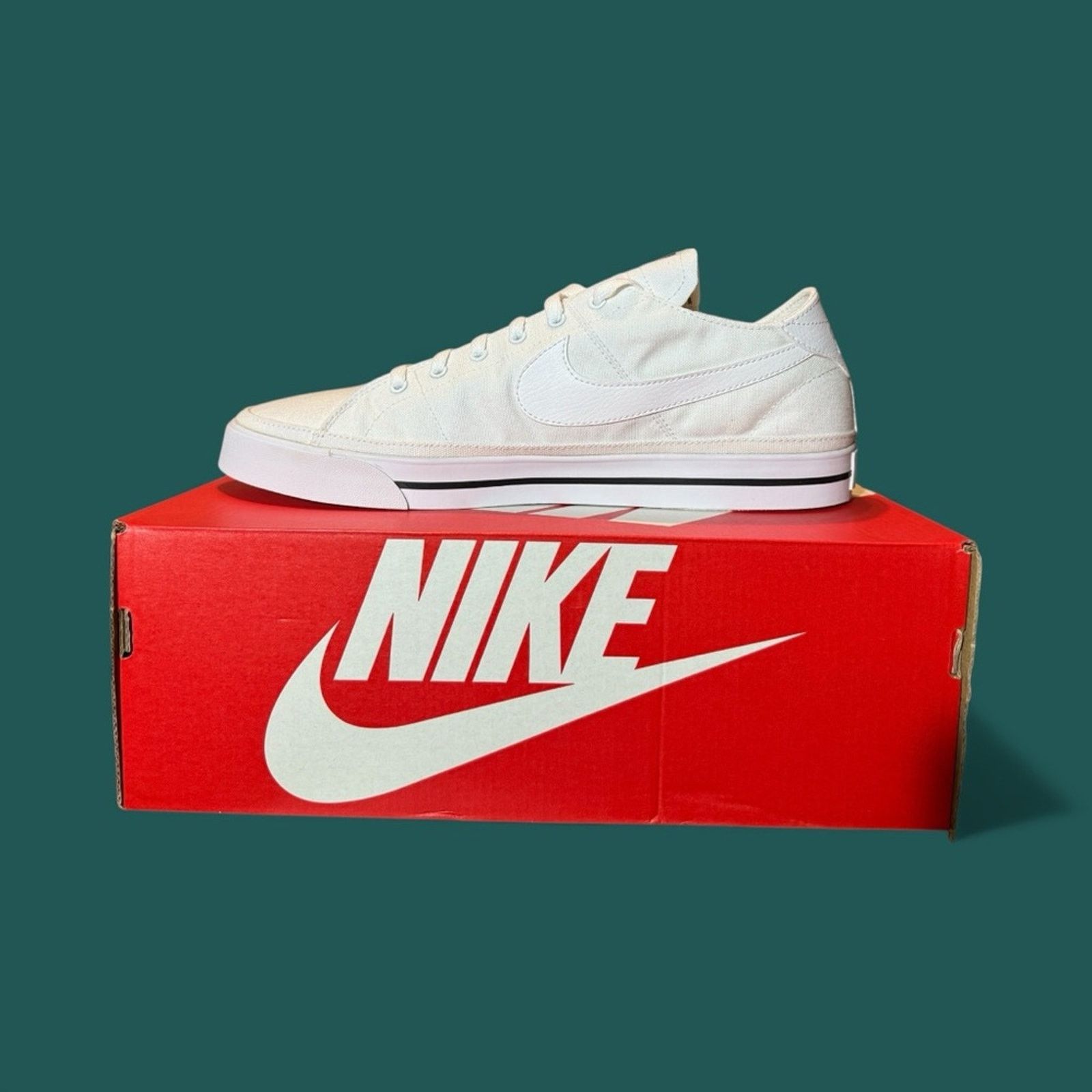 Nike Nike Court Legacy Canvas Triple White Size US 13 / EU 46 - 1 Thumbnail