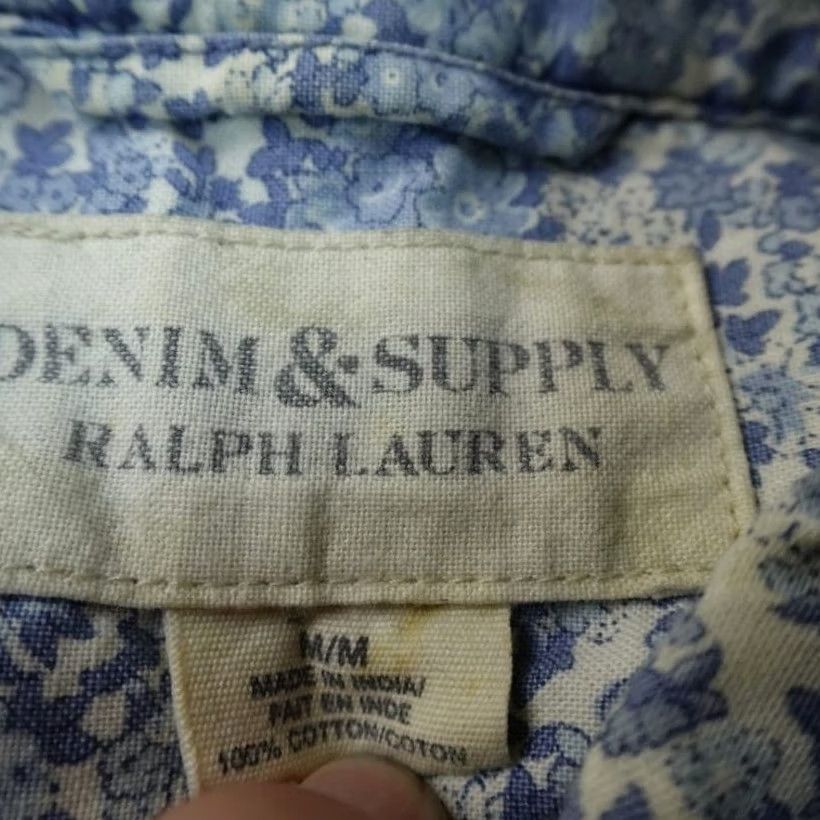 Ralph Lauren Denim & Supply Ralph Lauren Shirt Mens M Blue Floral Print Button Up Long Sleeve Size US M / EU 48-50 / 2 - 6 Thumbnail
