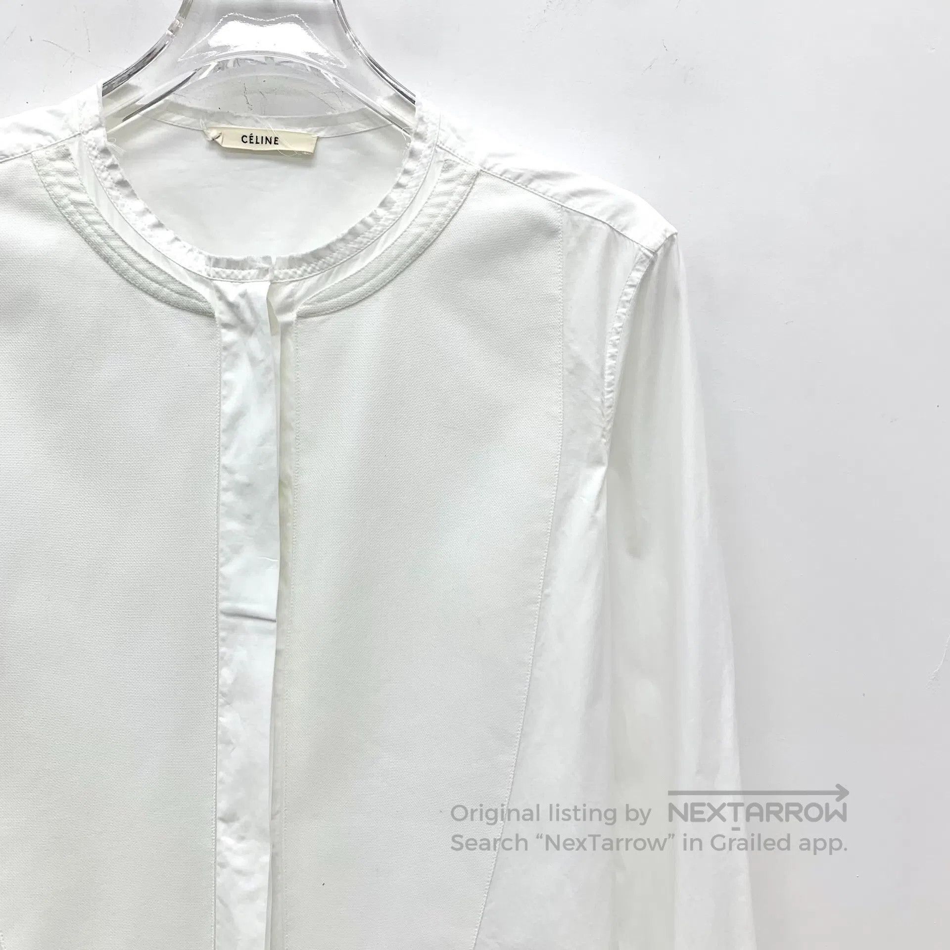 Celine CELINE White cotton round neck long sleeve shirt| Size S / US 4 / IT 40 - 3 Thumbnail