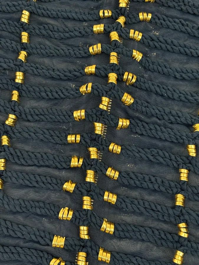 Balmain SS2015 Balmain x H&M Navy Gold-Beaded Blouse Size S / US 4 / IT 40 - 8 Thumbnail